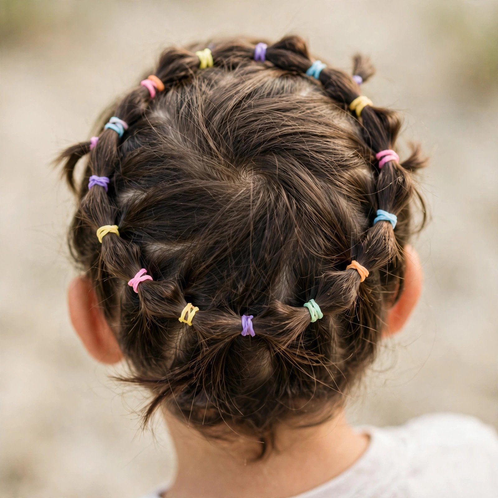 Back view of Rubber Band Crown Style hairstyle for boys