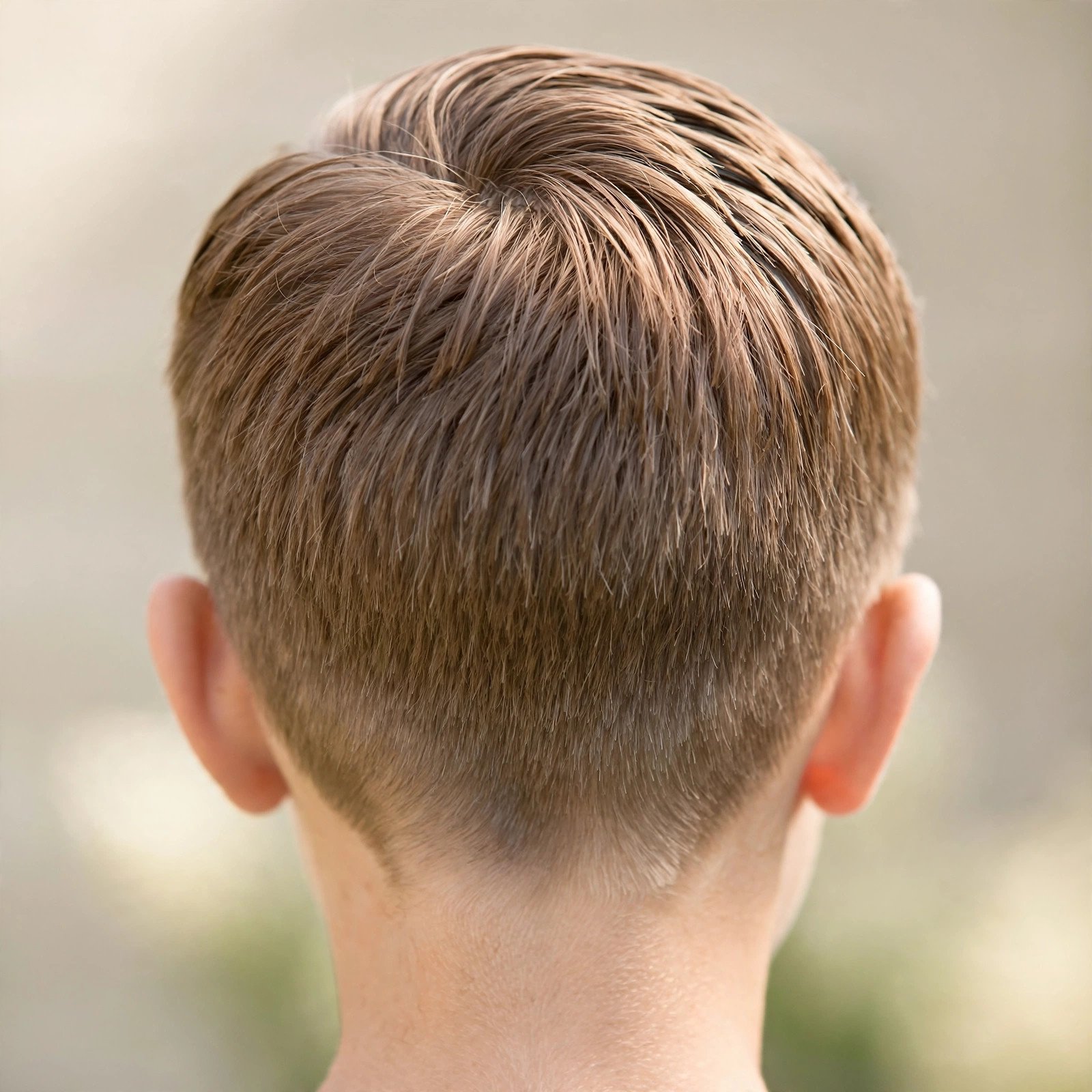 Back view of Short Ivy League hairstyle for boys