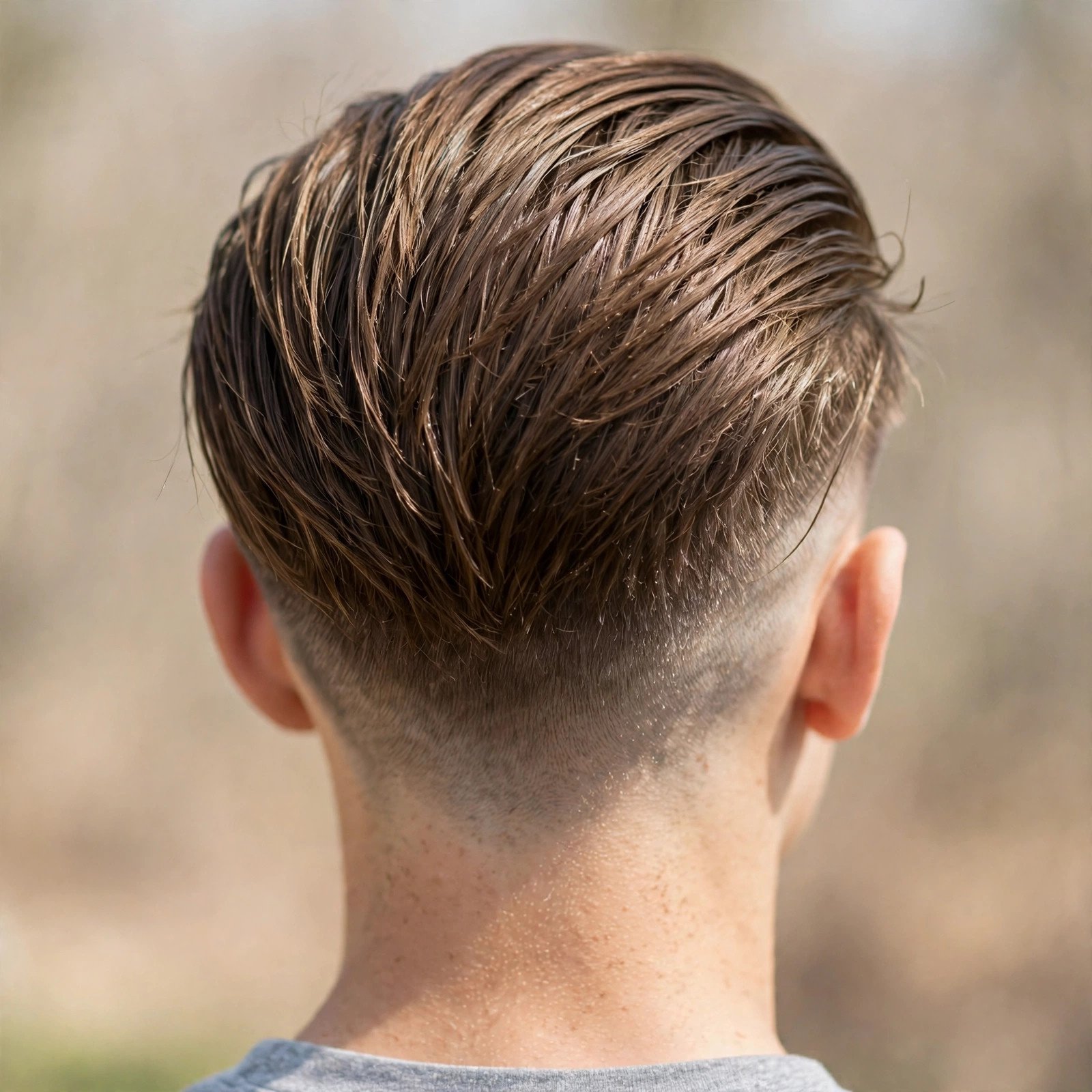Short Slicked Back Undercut - boys hairstyle, back view