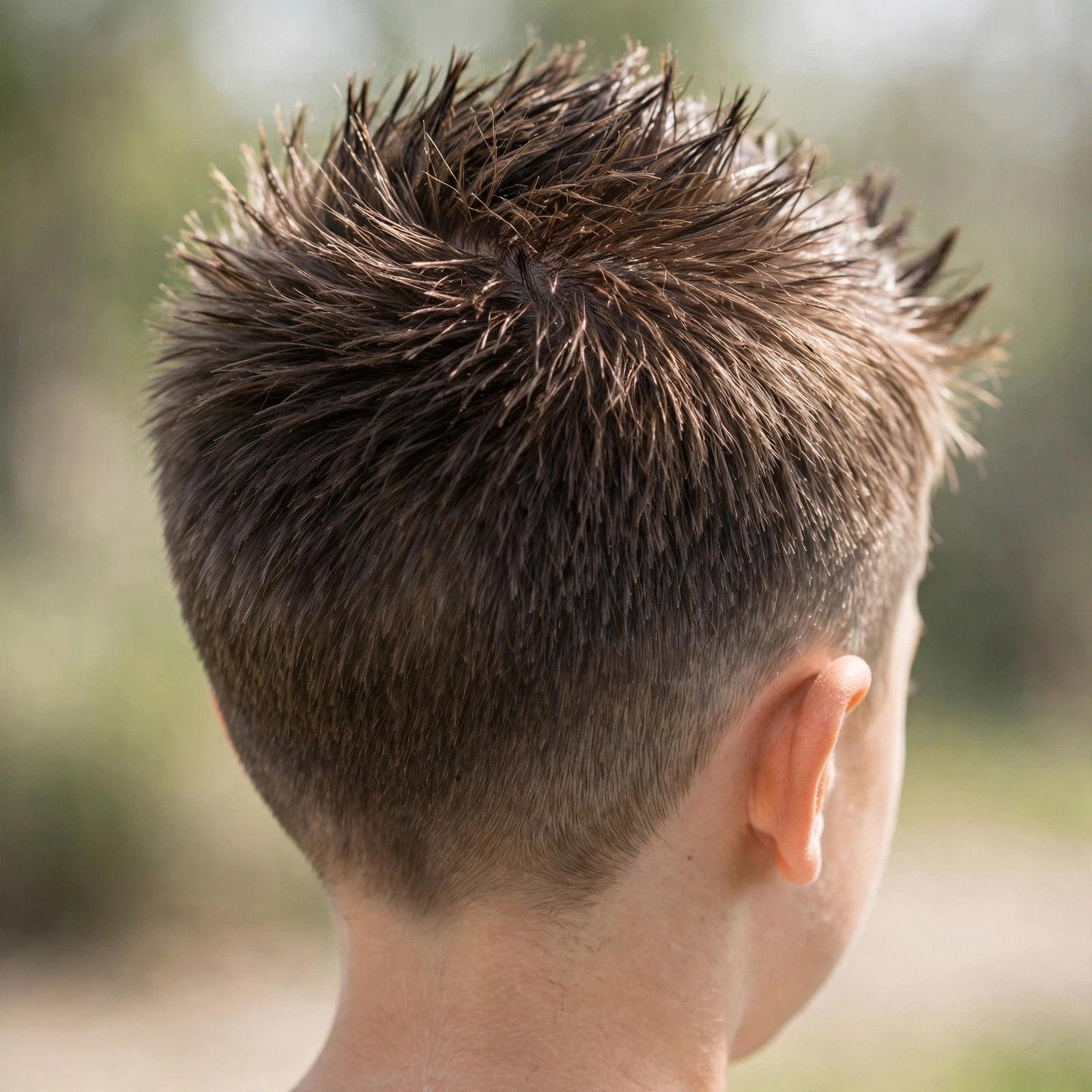 Back view of Short Spiky Hair hairstyle for boys