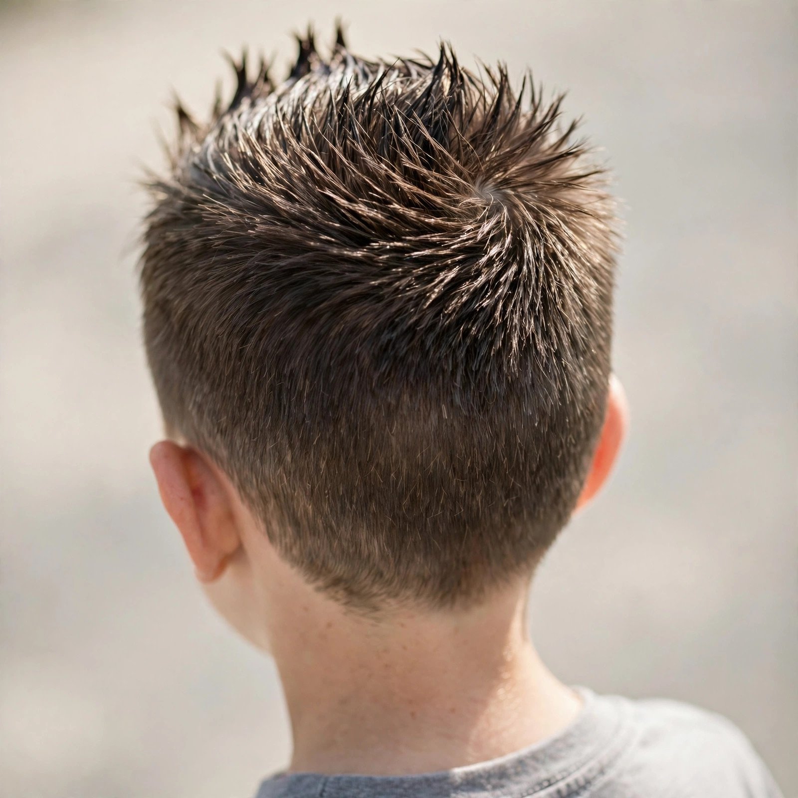 Back view of Short Spiky Style hairstyle for boys