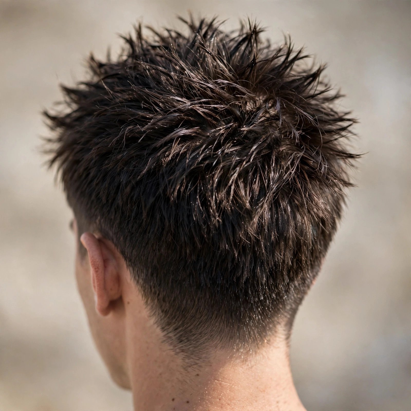 Back view of Short Spiky Texture hairstyle for boys
