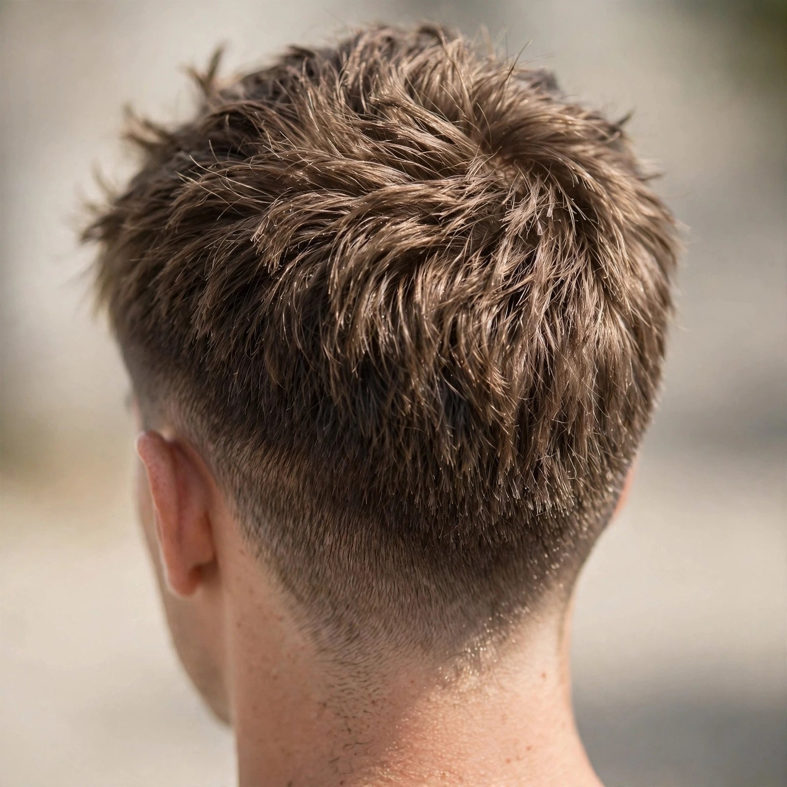 Short Textured Crew Cut - boys hairstyle, back view