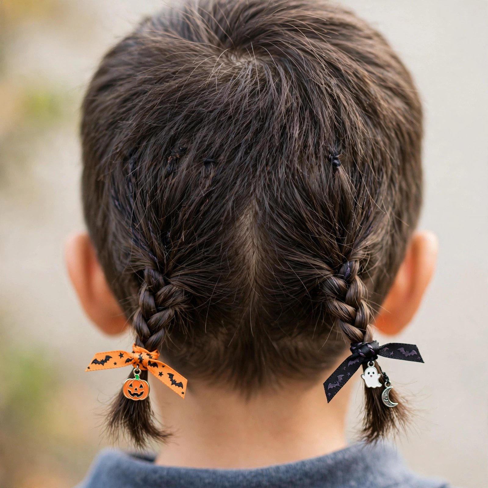 Short Two Braids - boys hairstyle, back view