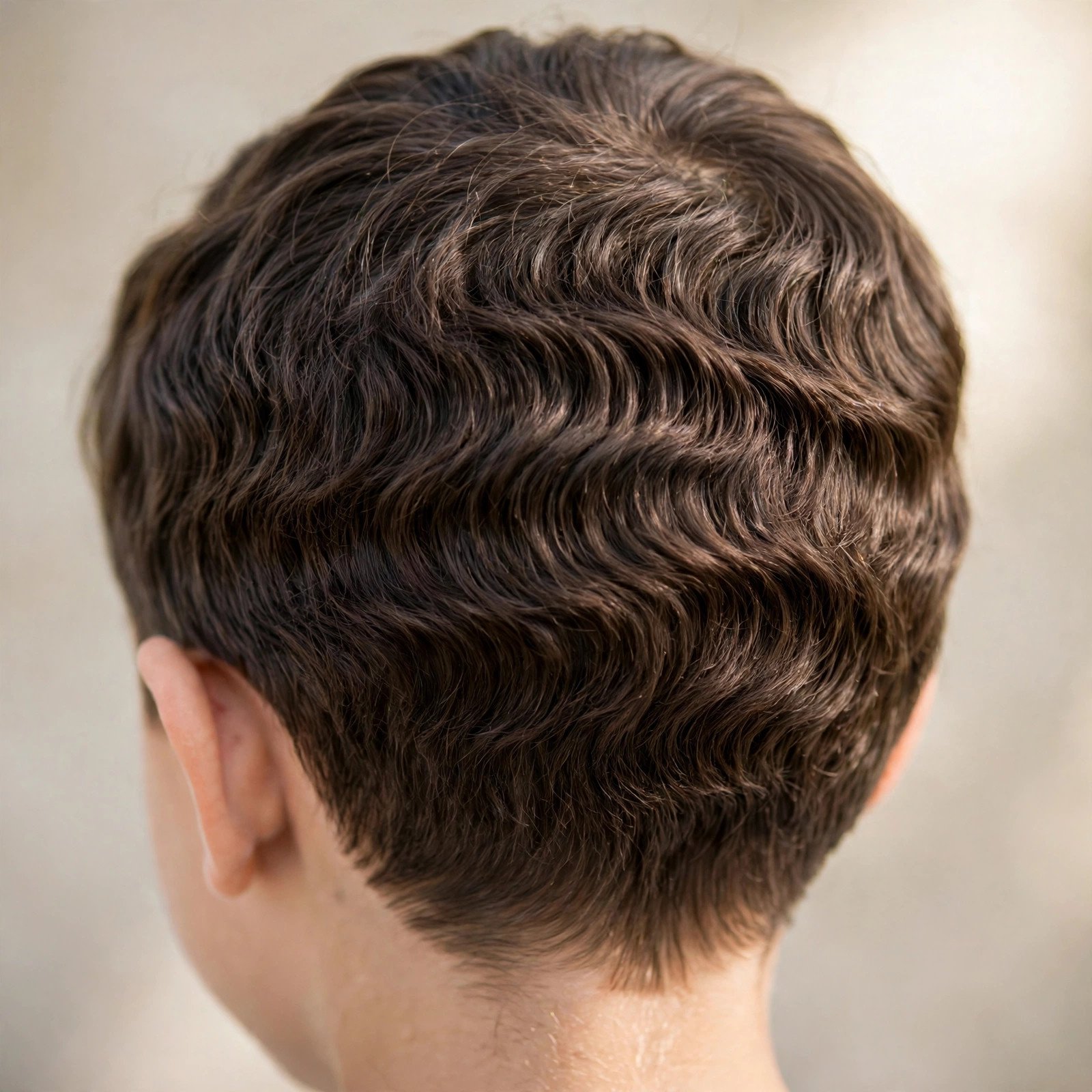 Back view of Short Waves hairstyle for boys