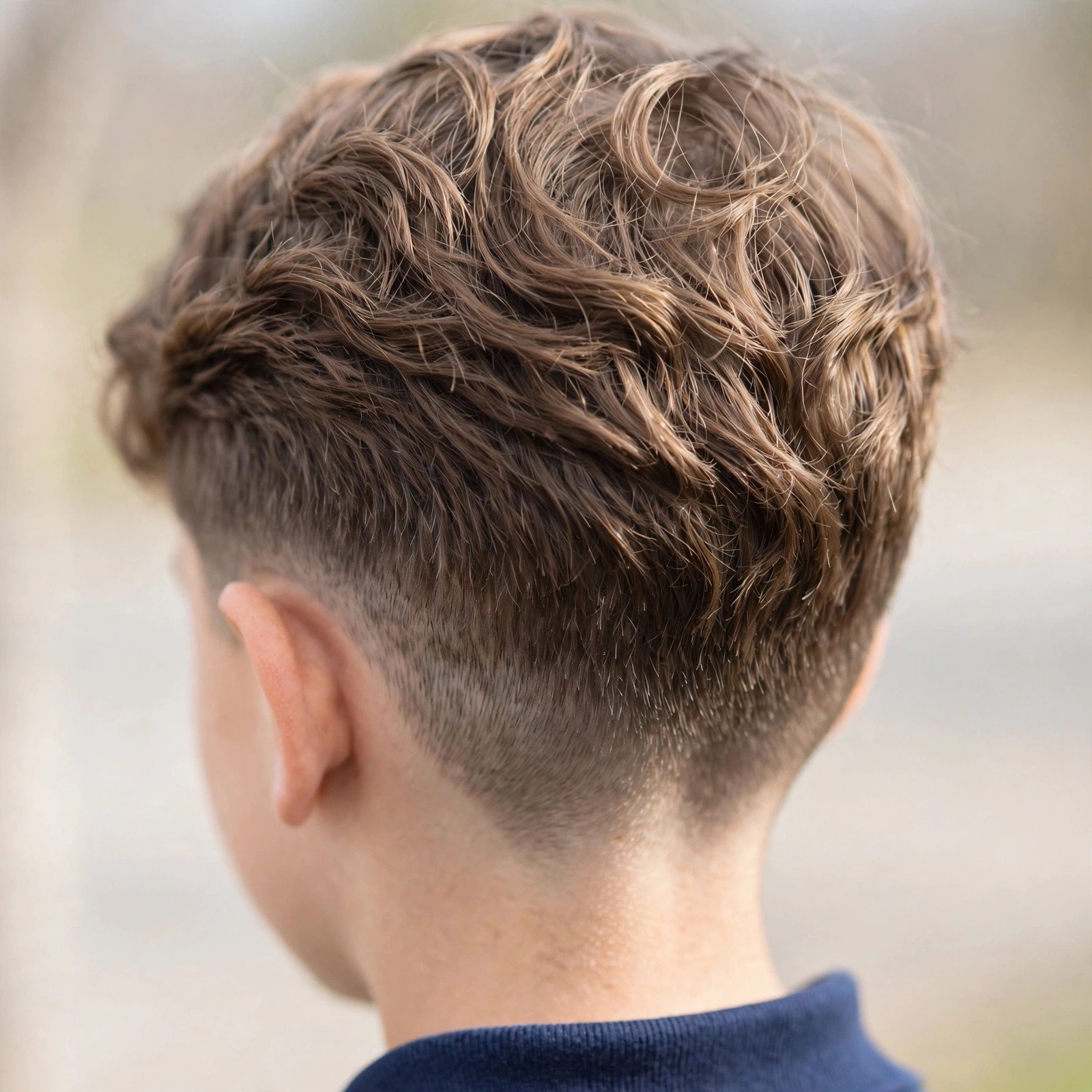 Short Wavy Taper - boys hairstyle, back view