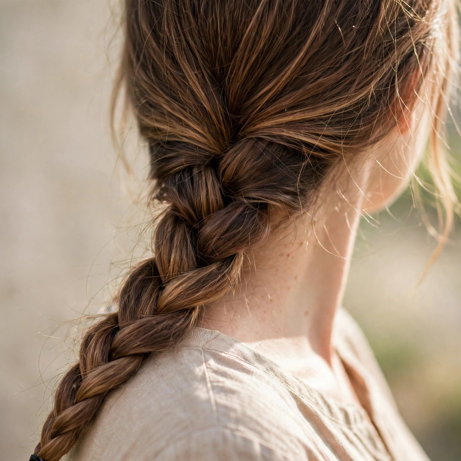 Side braid hairstyle for college girls, back view