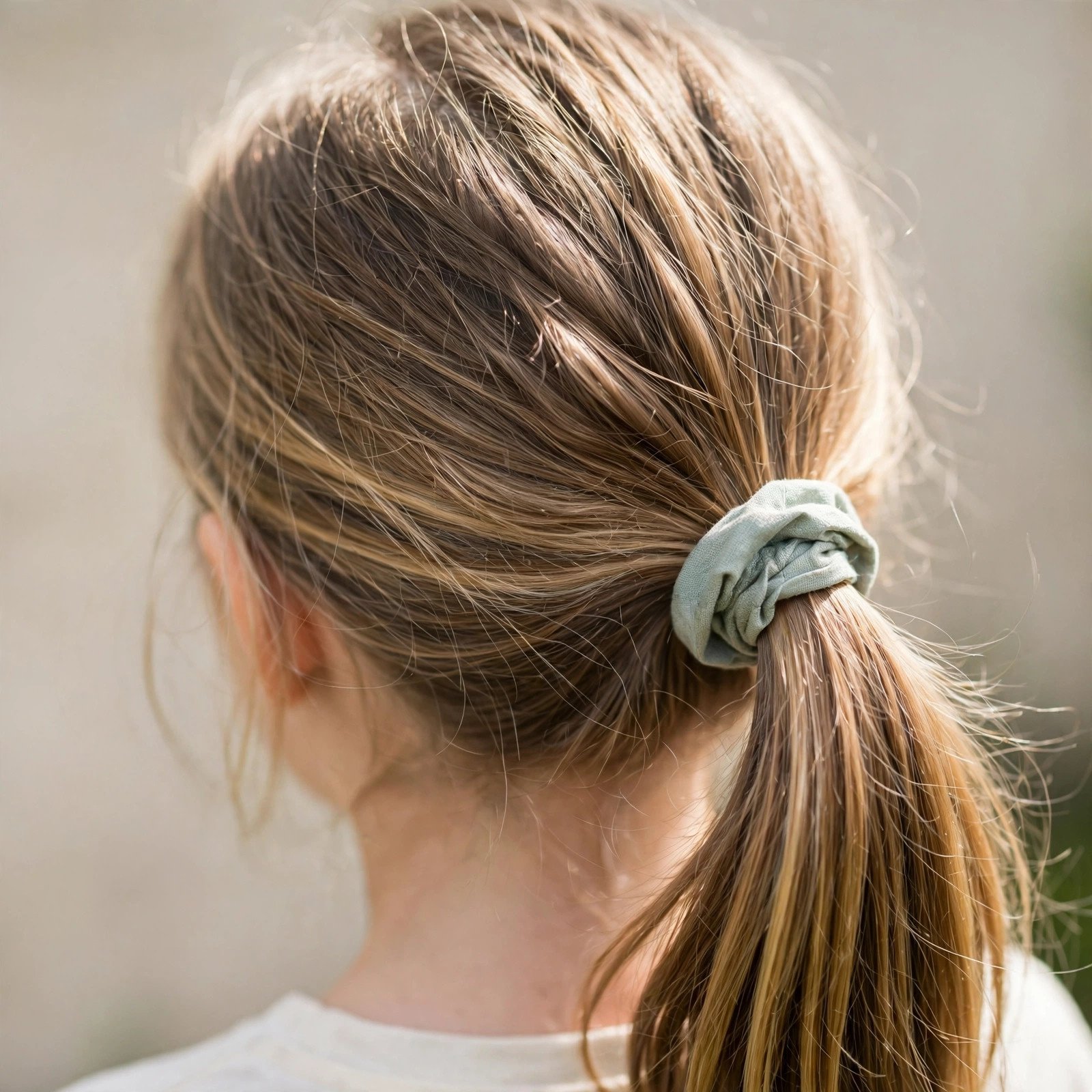 Side ponytail hairstyle for girls, back view