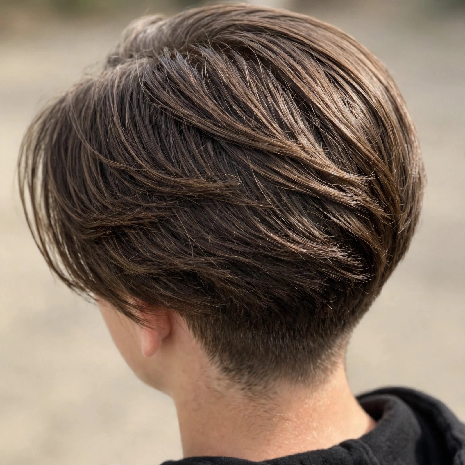 Back view of Side Swept Bangs hairstyle for boys