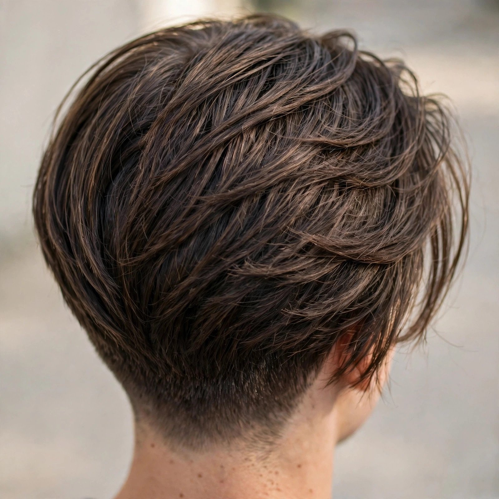 Back view of Side Swept Fringe hairstyle for boys
