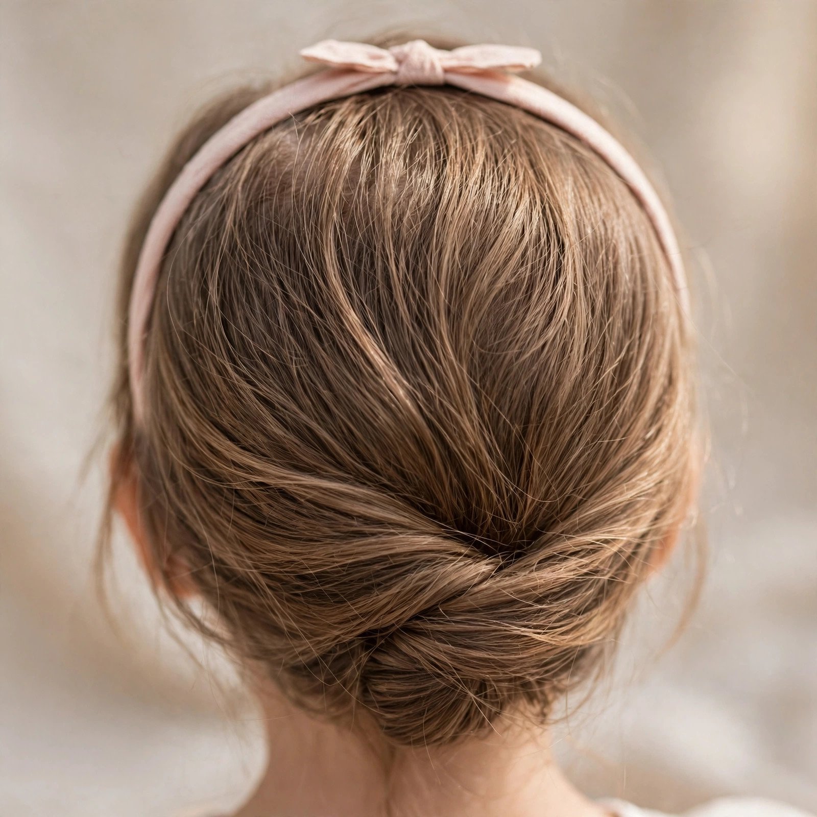 Simple headband hairstyle for little girls, back view