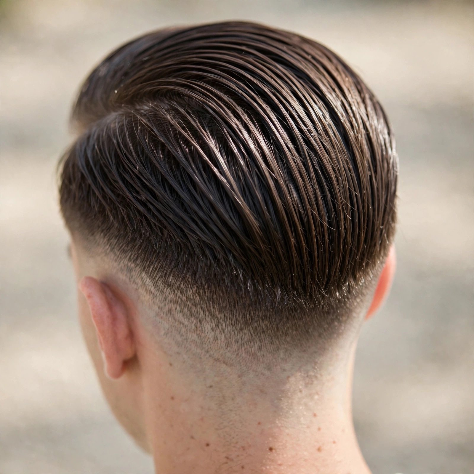 Back view of Slicked Back Undercut hairstyle for boys
