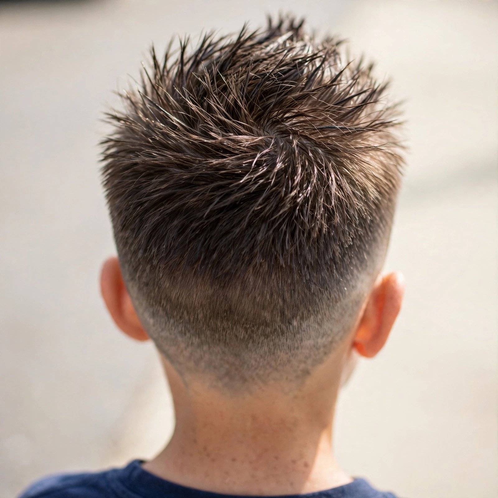 Back view of Spiky Crop Fade hairstyle for boys