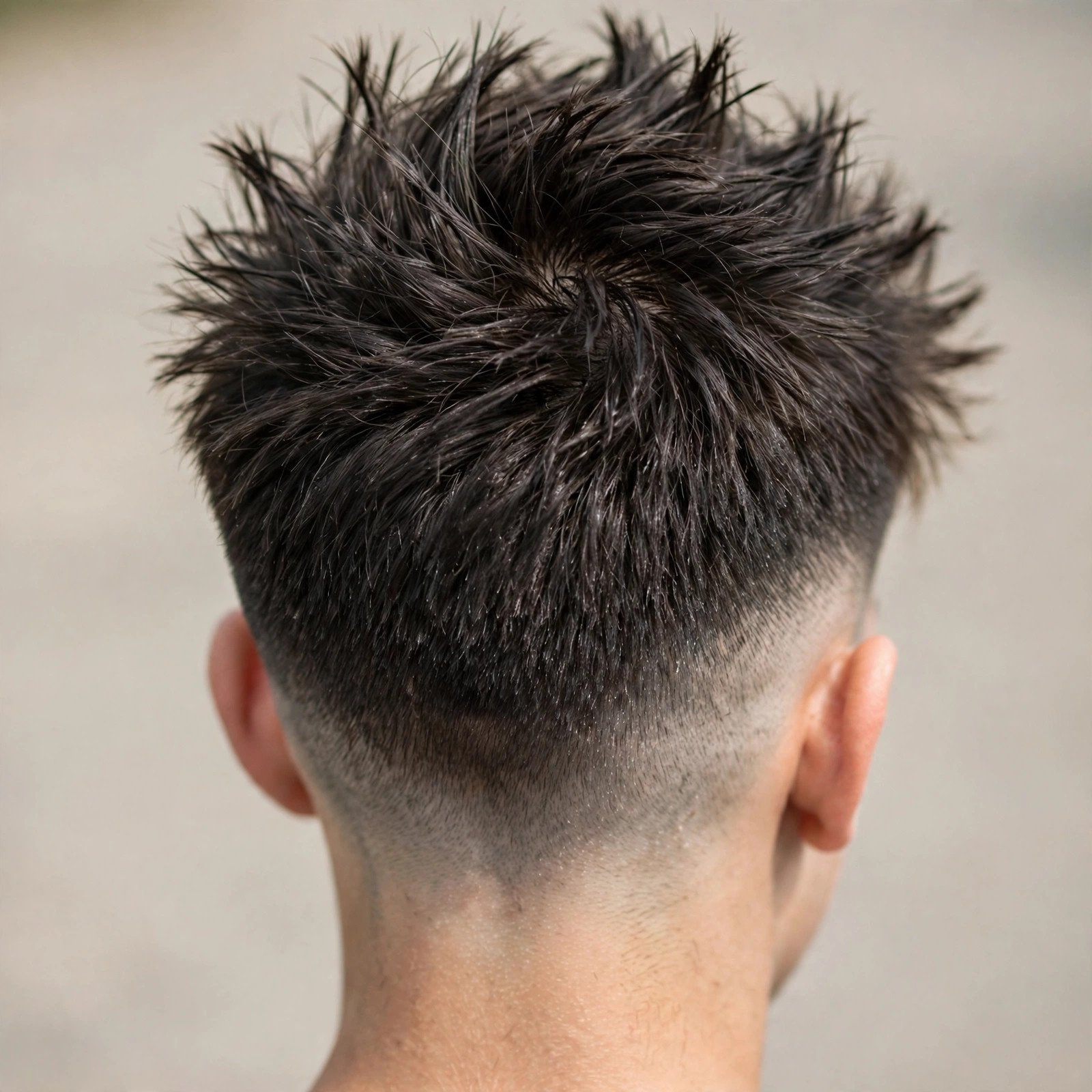 Back view of Spiky Hair with Fade hairstyle for boys