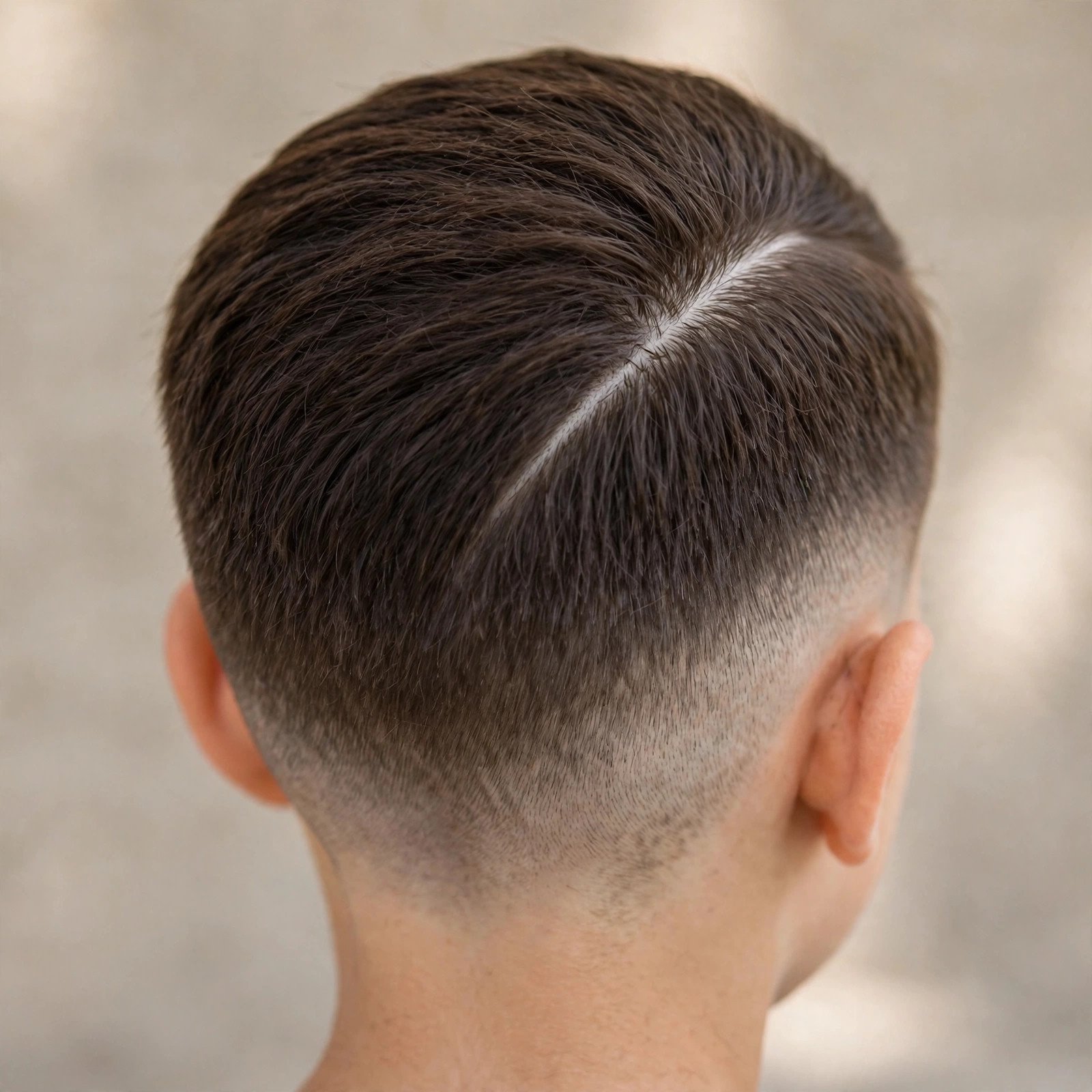Back view of Taper Fade with Hard Part hairstyle for boys