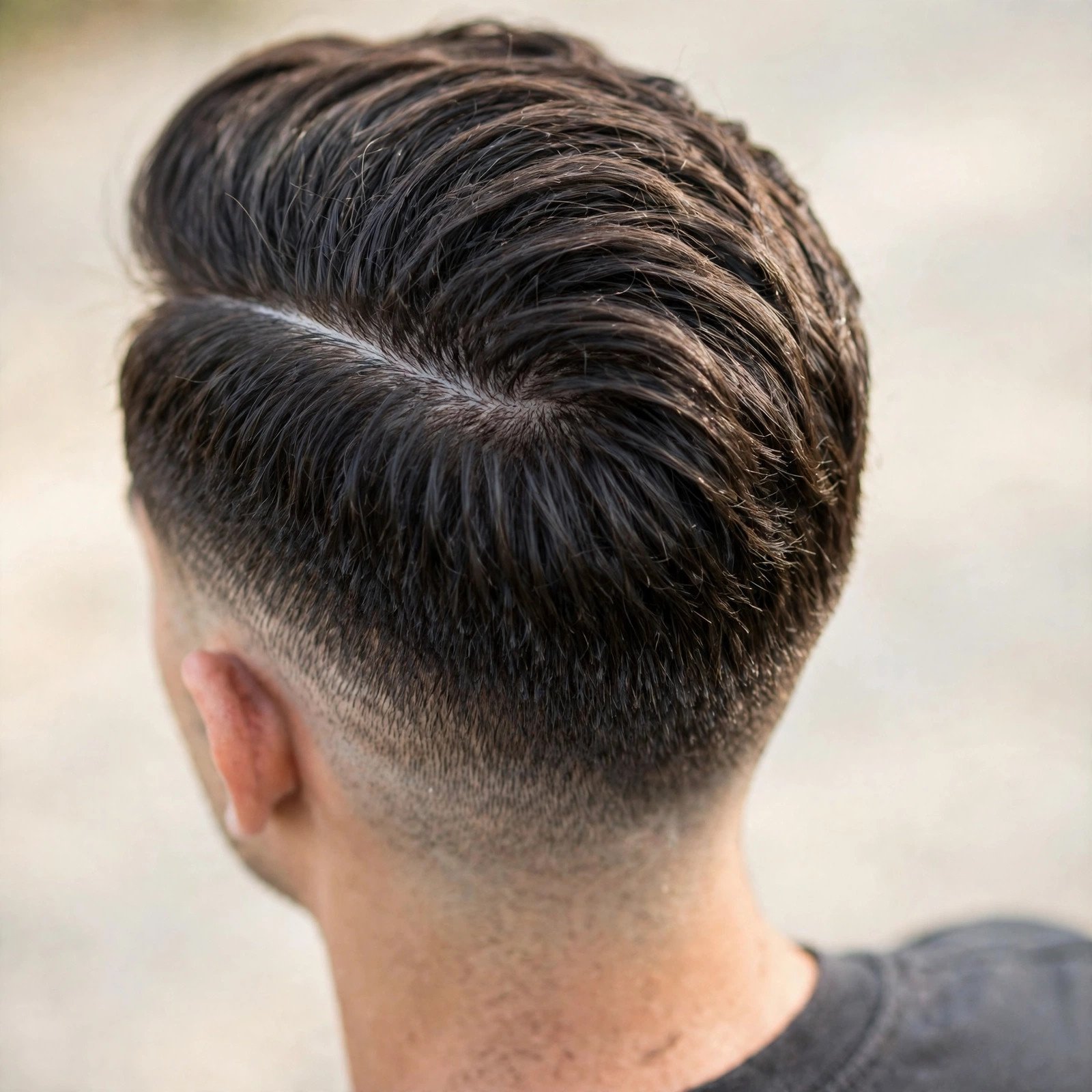 Back view of Taper Fade with Side Part hairstyle for boys