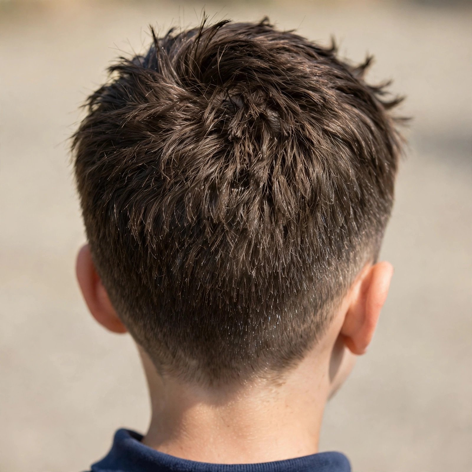 Textured Crew Cut - boys hairstyle, back view