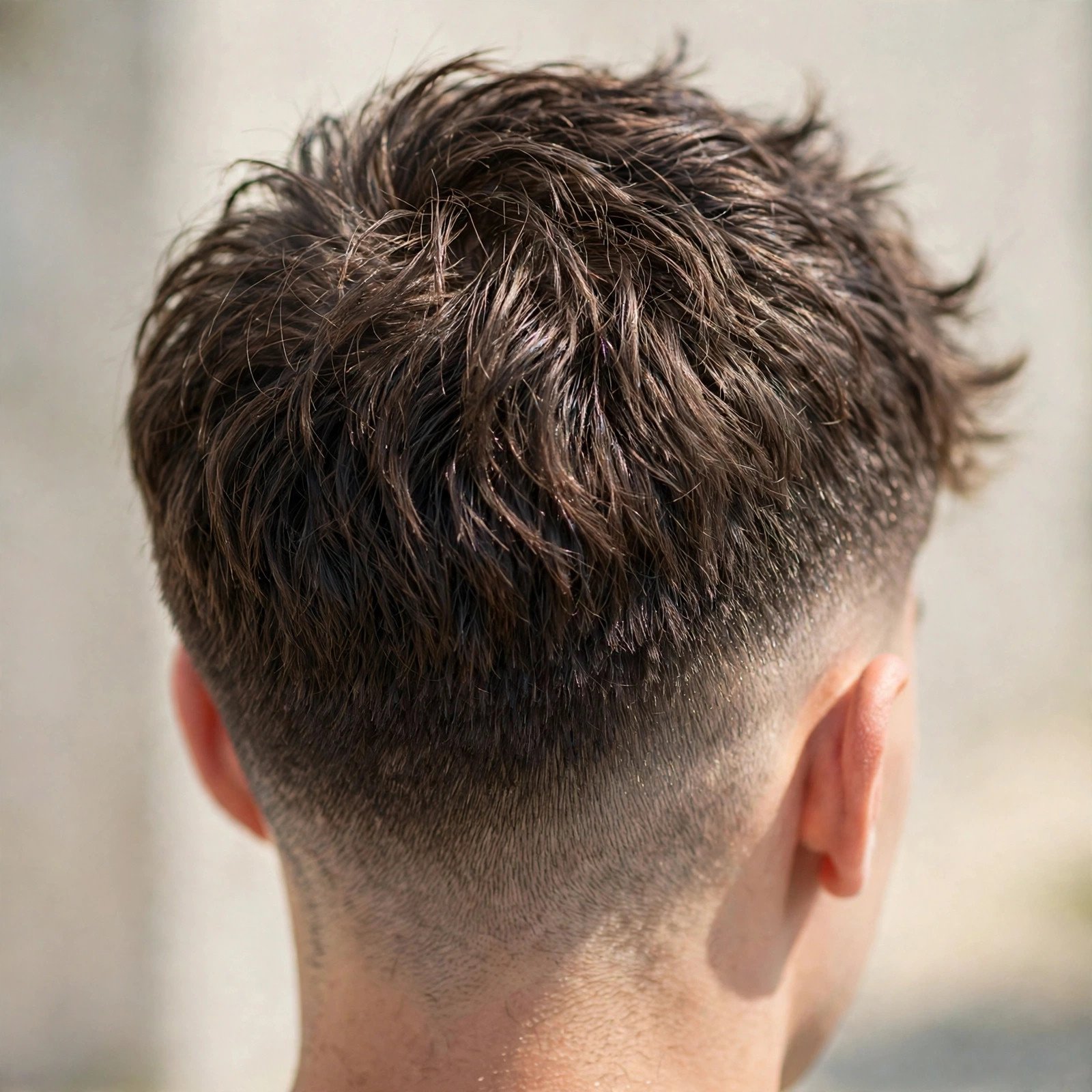 Back view of Textured French Crop hairstyle for boys