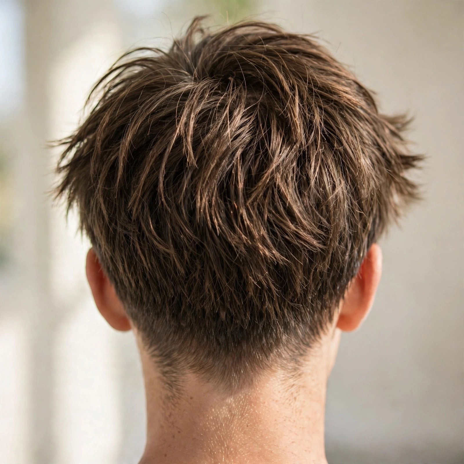 Textured Fringe Crop - boys hairstyle, back view