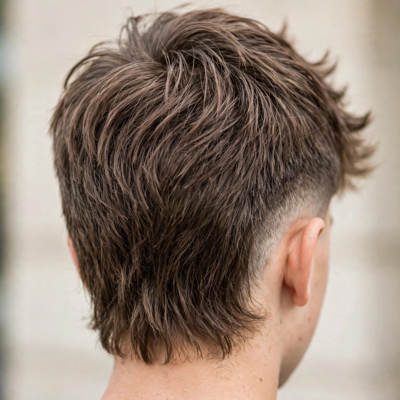 Back view of The Modern Mullet hairstyle for boys