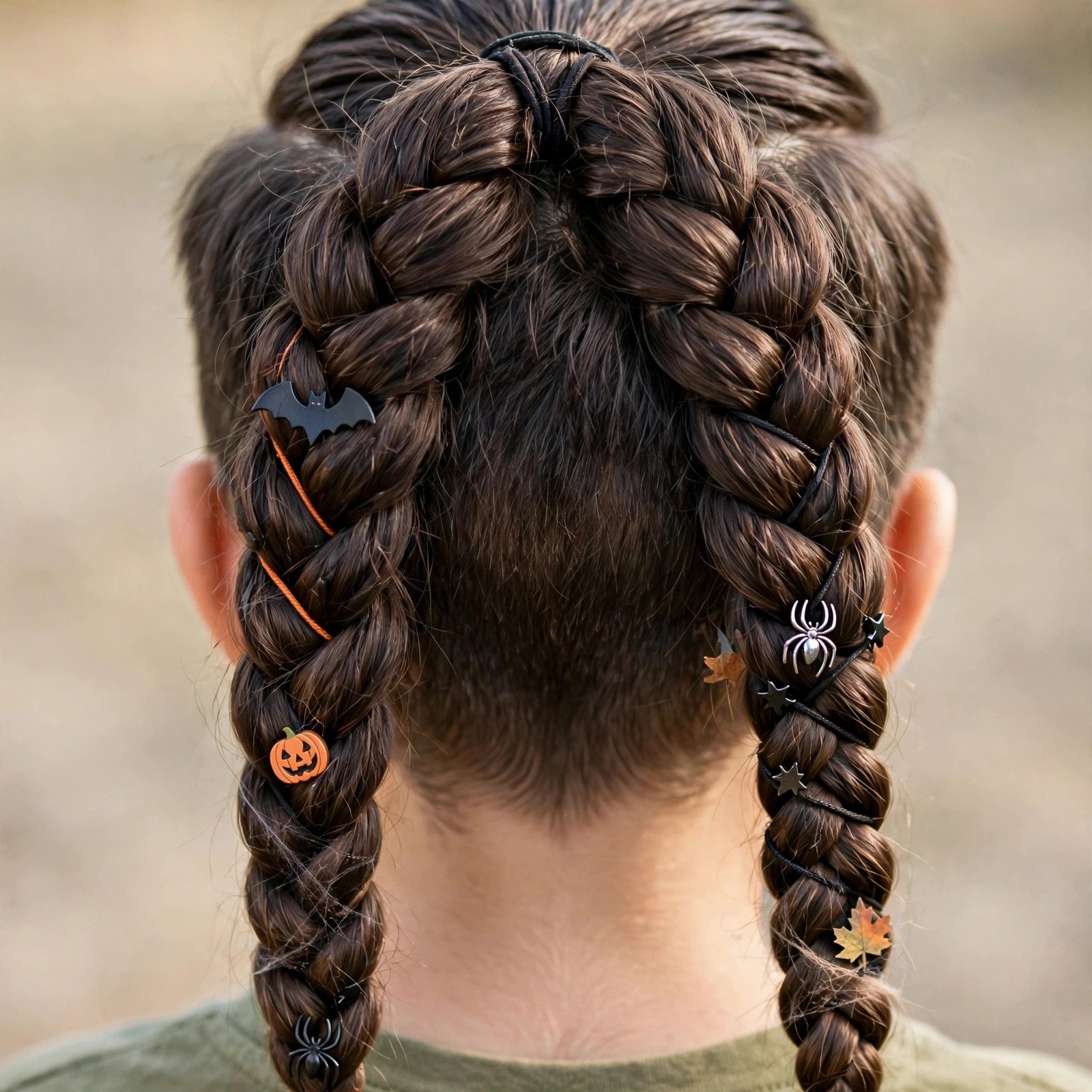 Thick Two Braids - boys hairstyle, back view