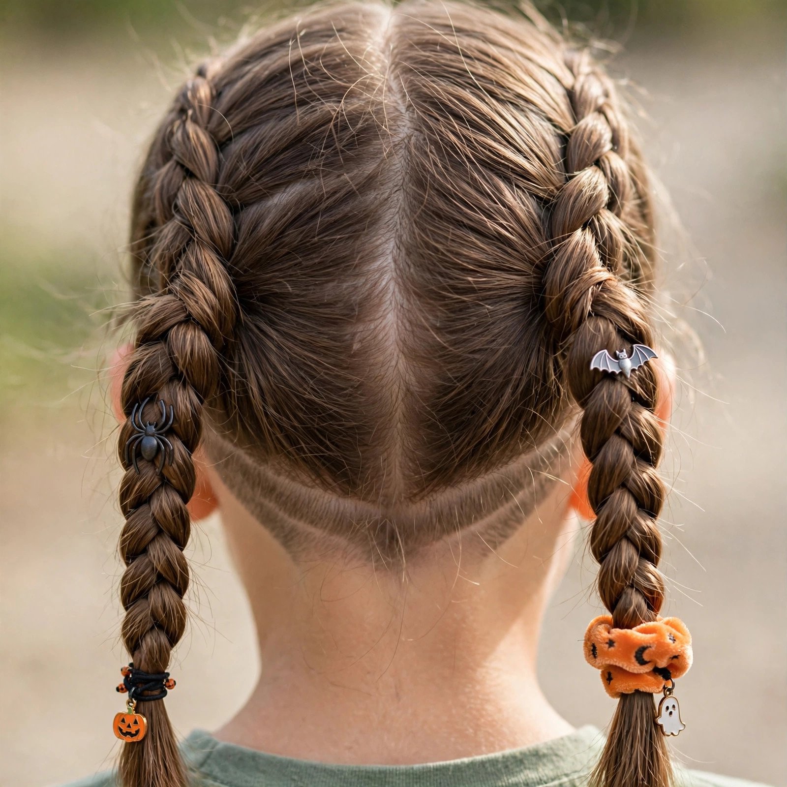 Two Braids with Clean Edge Line - boys hairstyle, back view