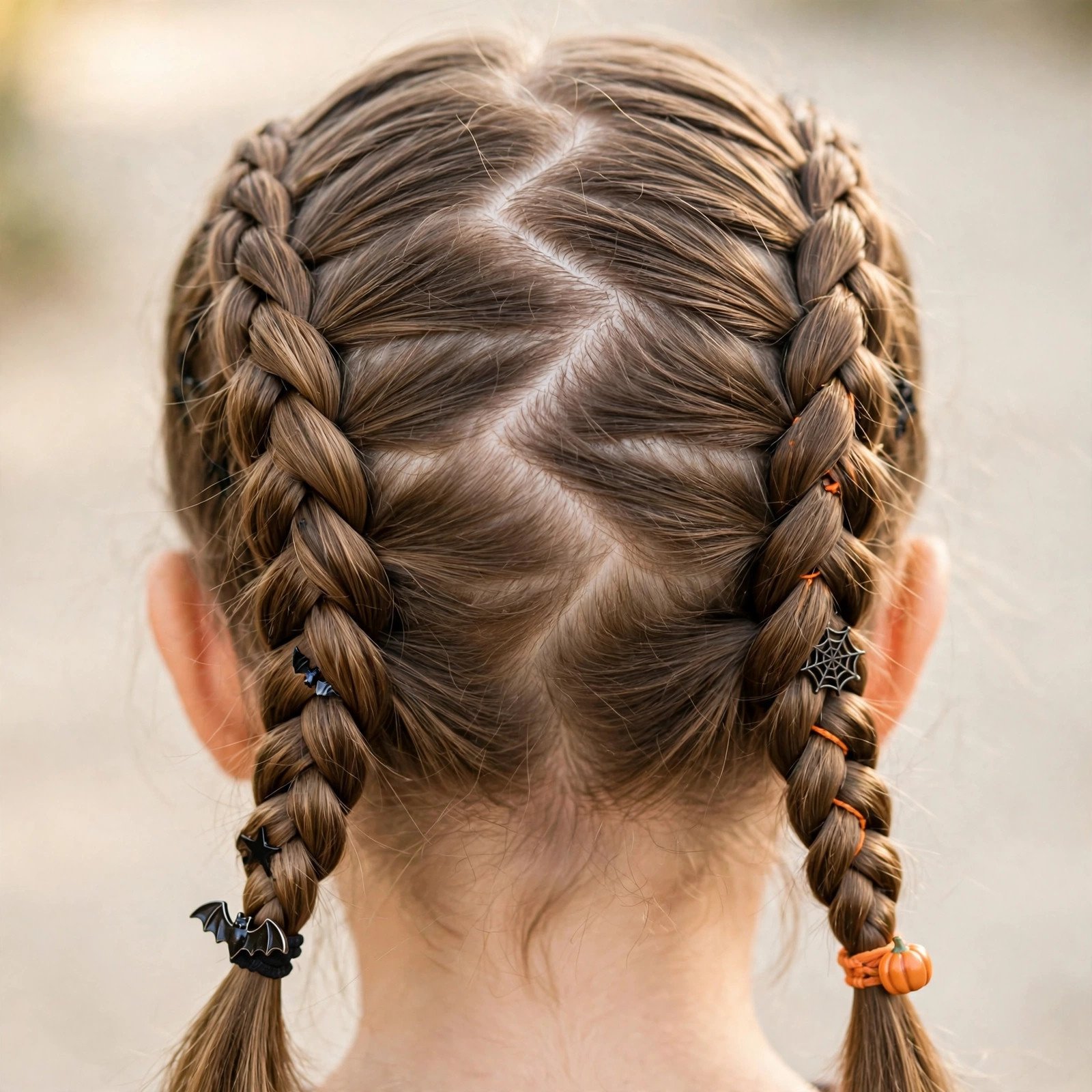 Two Braids with Design Part - boys hairstyle, back view