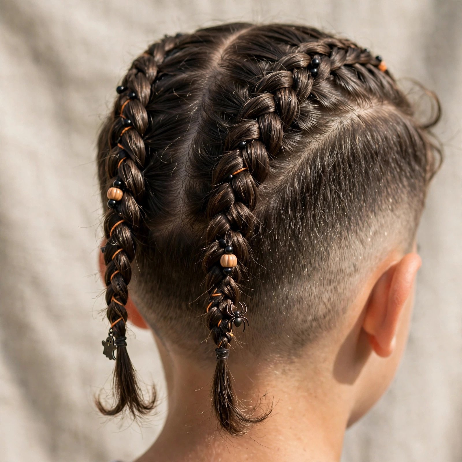Two Braids with Taper Fade - boys hairstyle, back view