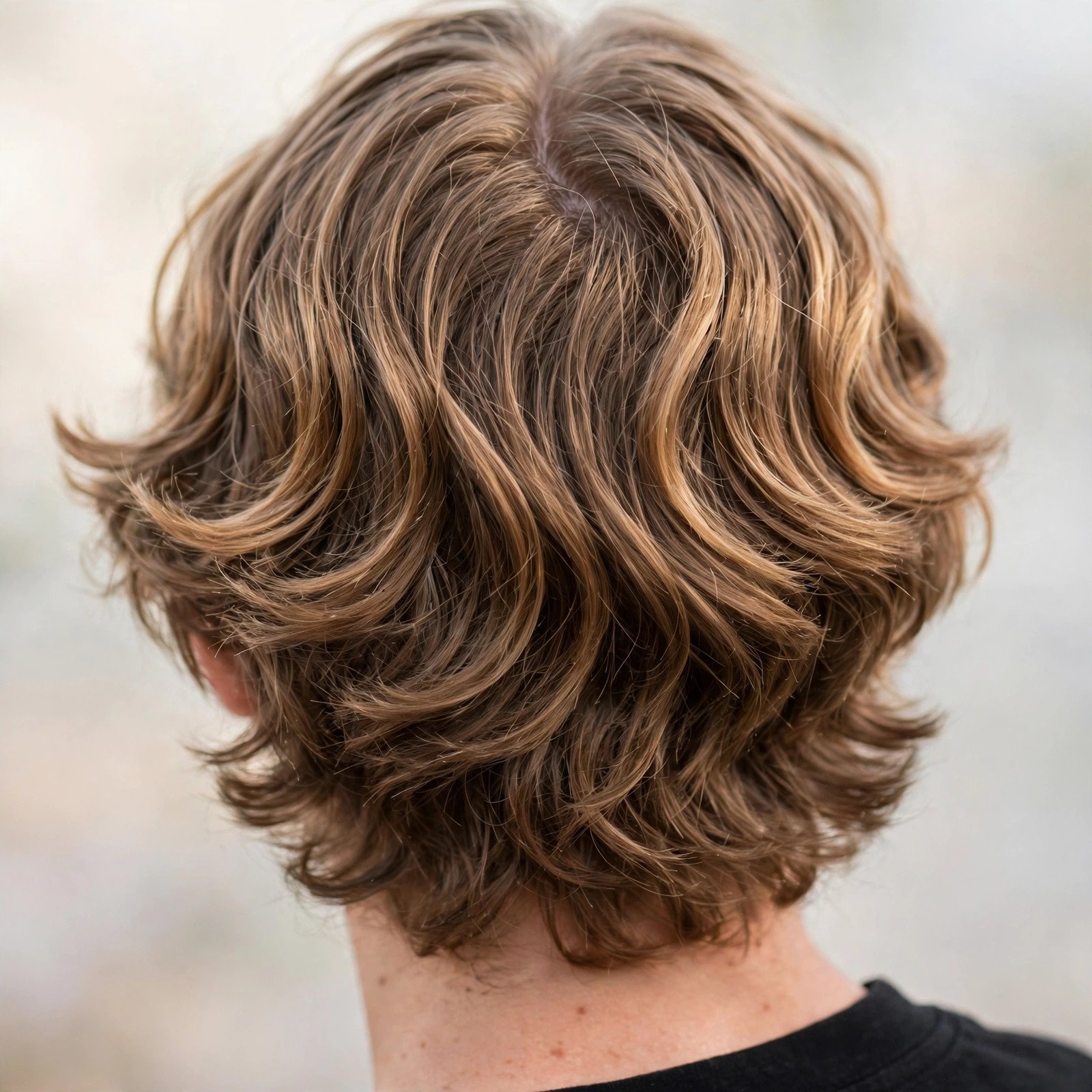 Wavy Curtain Flow - boys hairstyle, back view