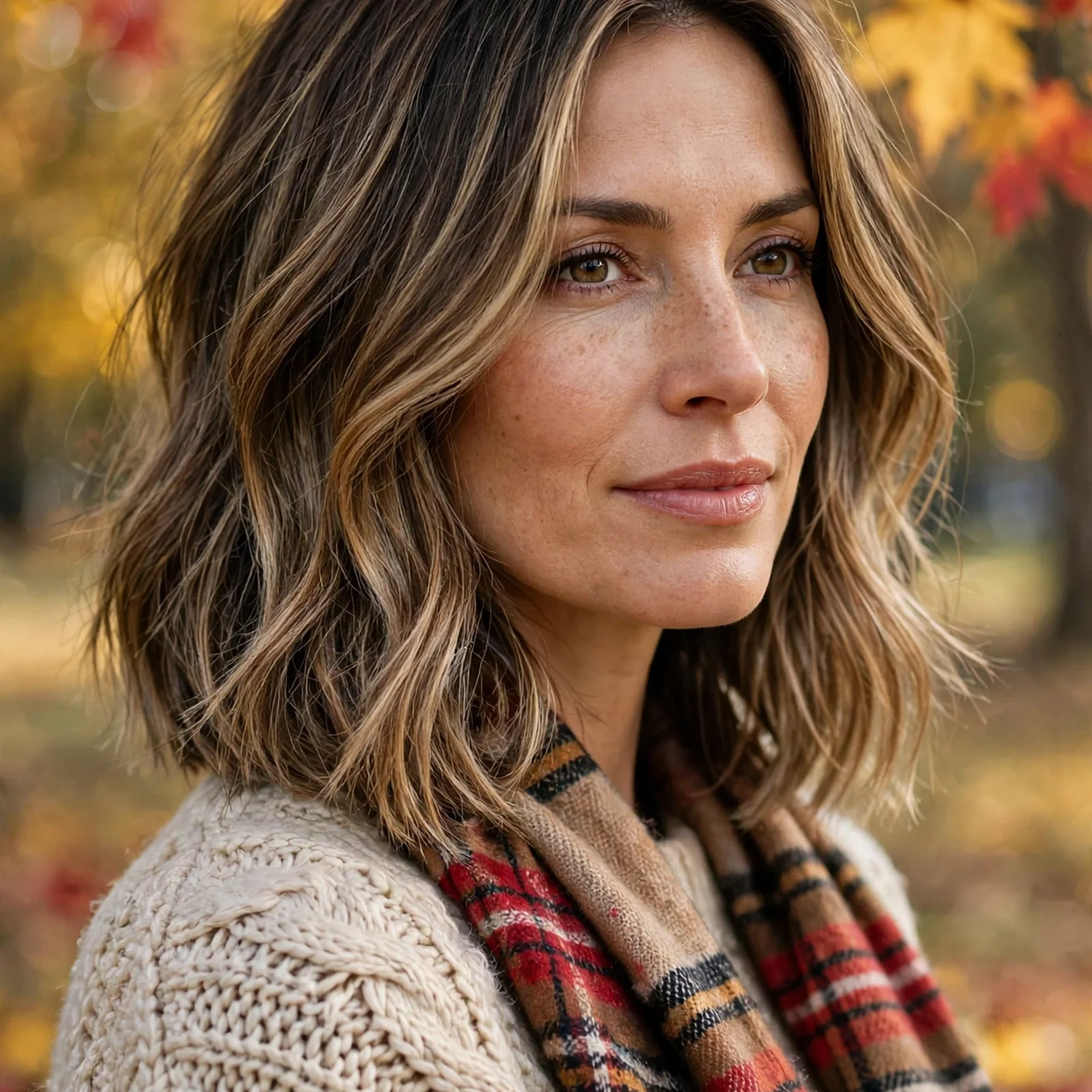 15 Stylish Medium Hairstyles For Women In Fall: Layered Lob with Balayage