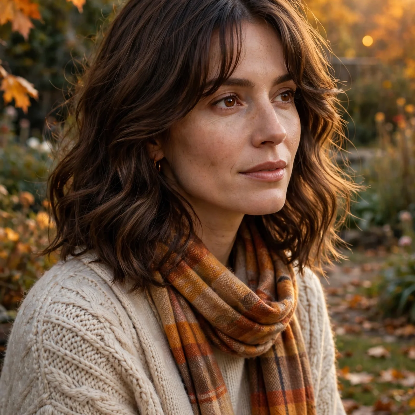 15 Stylish Medium Hairstyles For Women In Fall: Curtain Bangs with Medium Waves