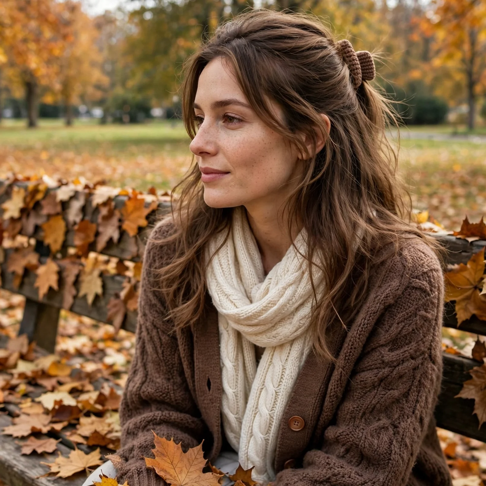 15 Stylish Medium Hairstyles For Women In Fall: Casual Half-Up Medium Hairstyle
