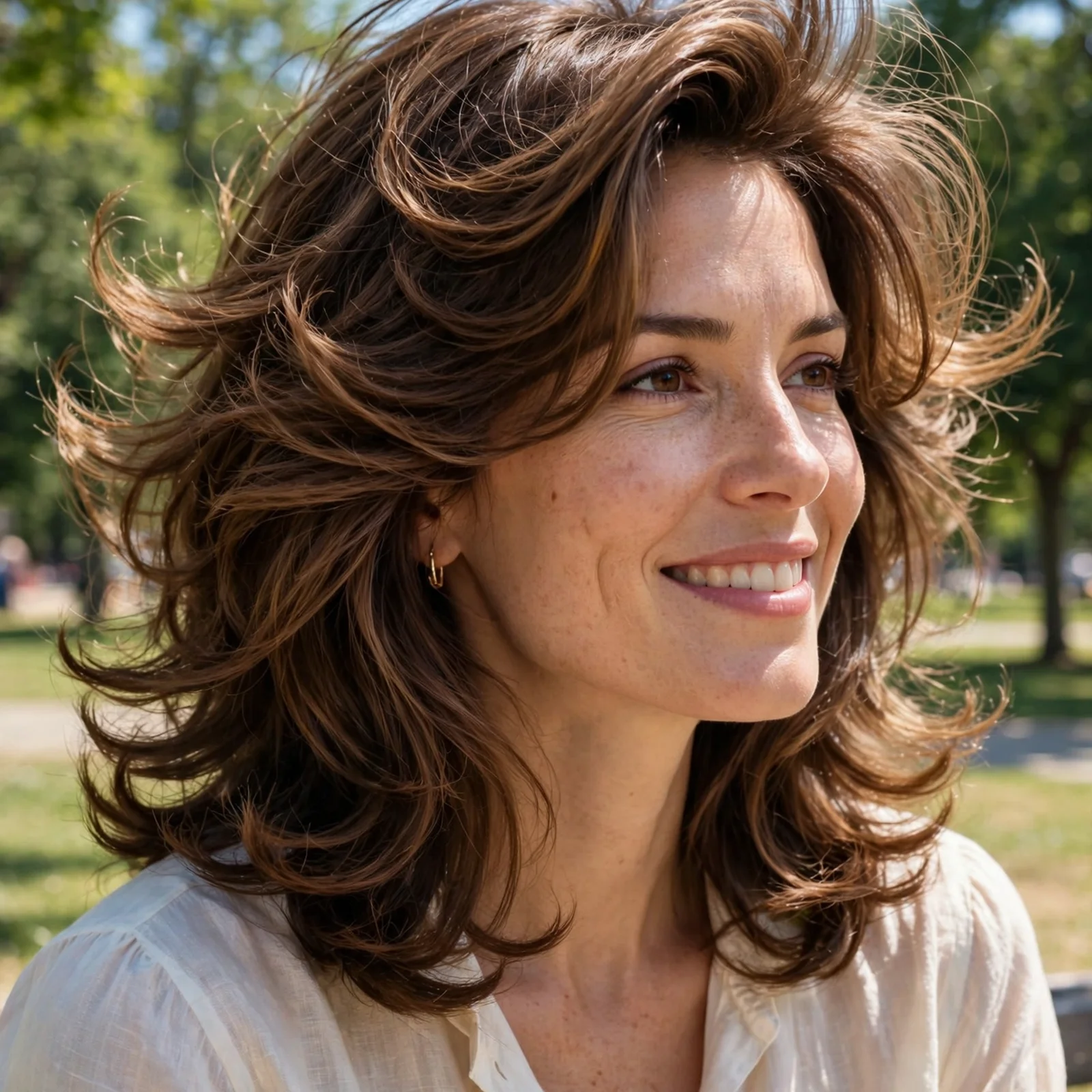 25 Medium Length Summer Hairstyles for Women That Stay Fresh All Day: Butterfly Layered Blowout