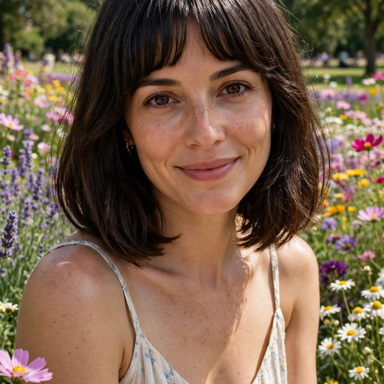 25 Medium Length Summer Hairstyles for Women That Stay Fresh All Day: Bottleneck Bang Long Bob