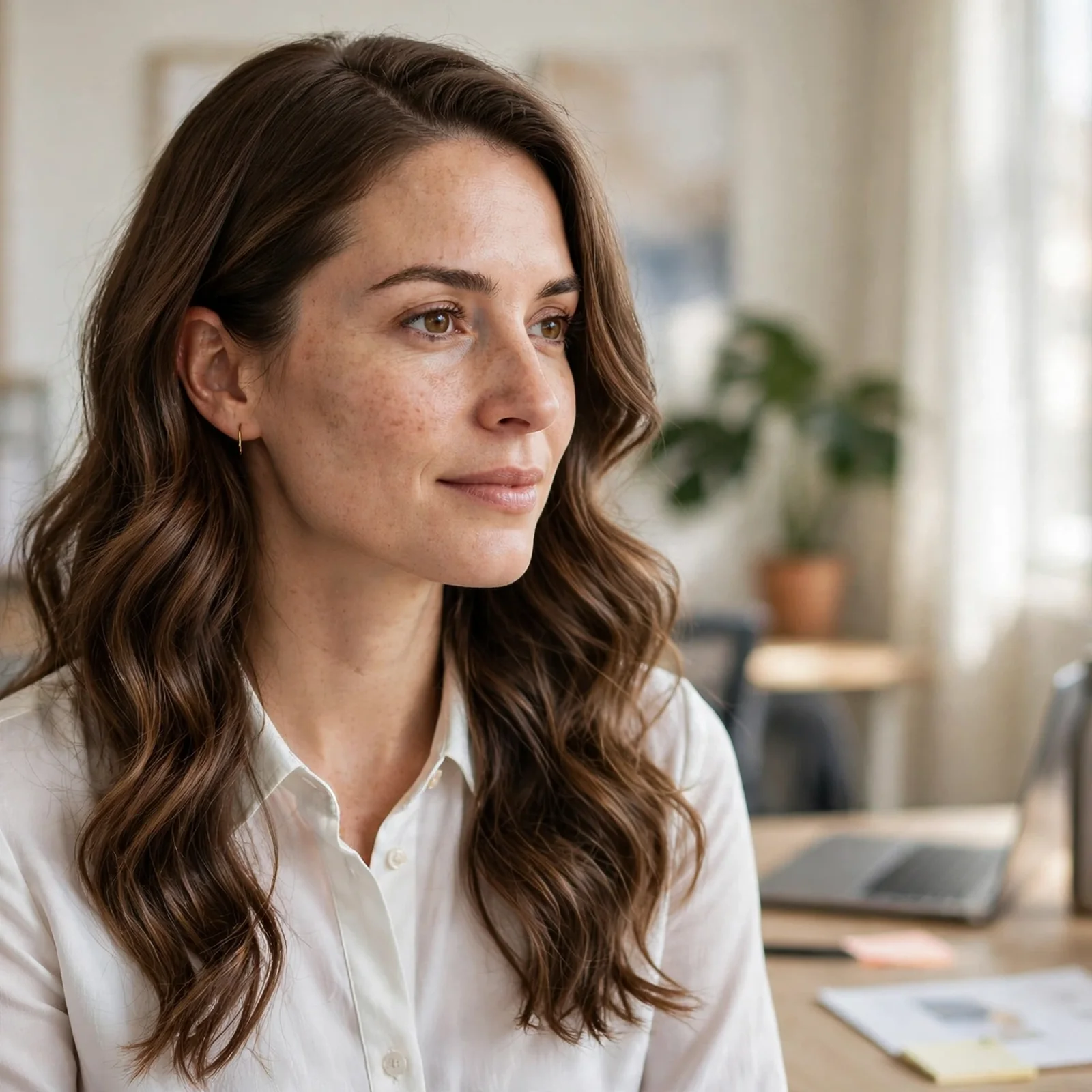 20 Office Hairstyles for Women That Stay Fresh After Sweating in Summer: Heatless Wave Office Style