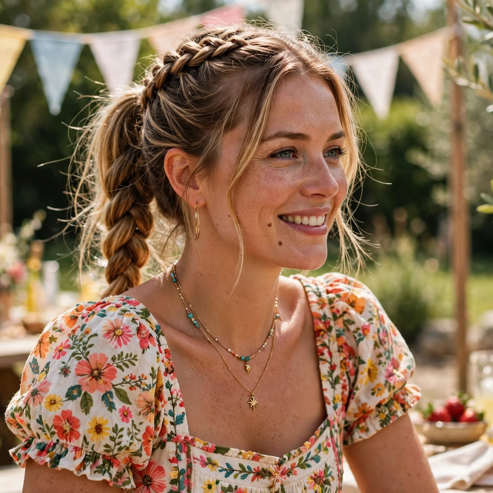 25 Outdoor Party Hairstyles for Women In Summer That Survive Wind & Humidity: Dutch Braid Ponytail