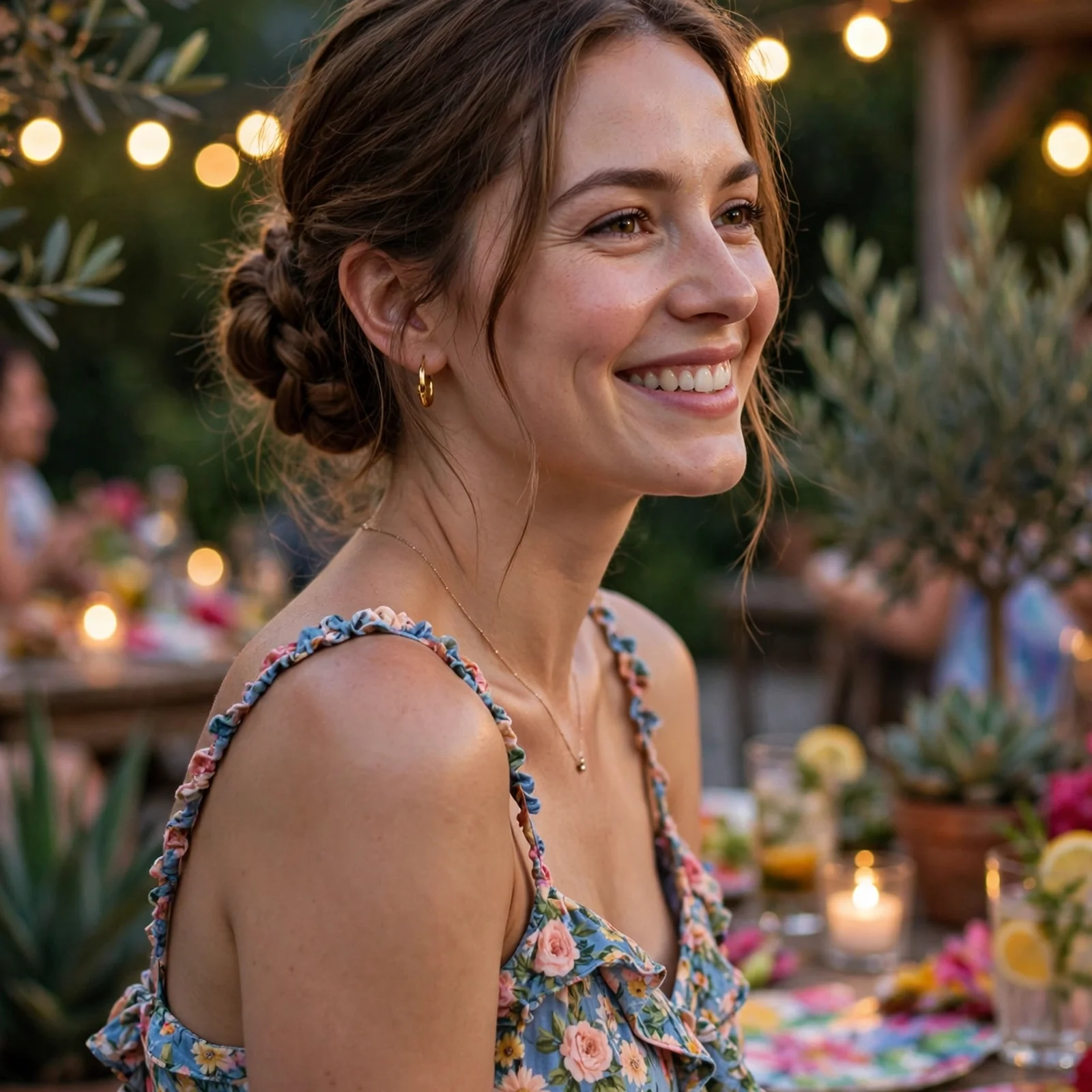 25 Outdoor Party Hairstyles for Women In Summer That Survive Wind & Humidity: Low Braided Bun