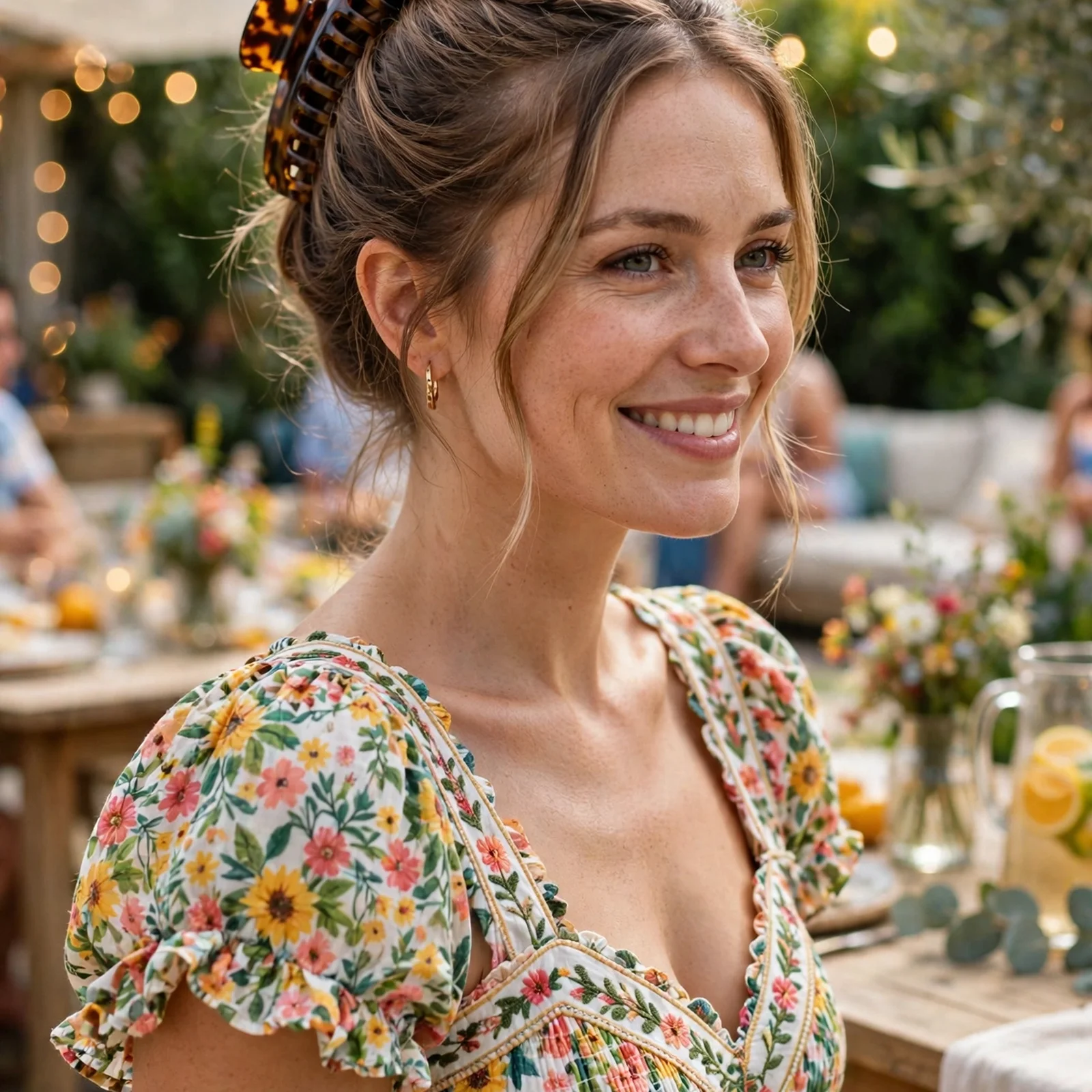 25 Outdoor Party Hairstyles for Women In Summer That Survive Wind & Humidity: Braided Claw Clip Updo