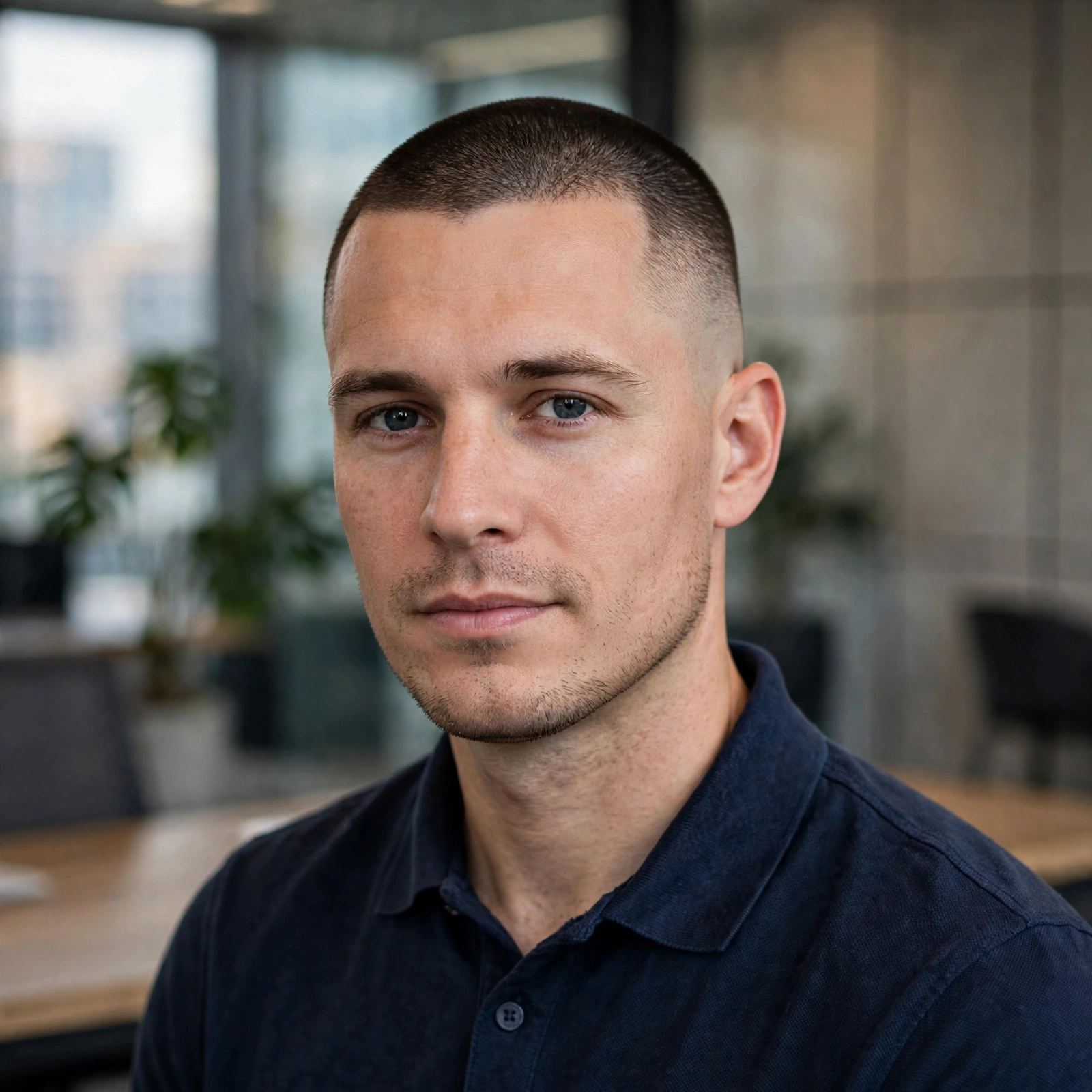 Buzz Cut with Tapered Neckline