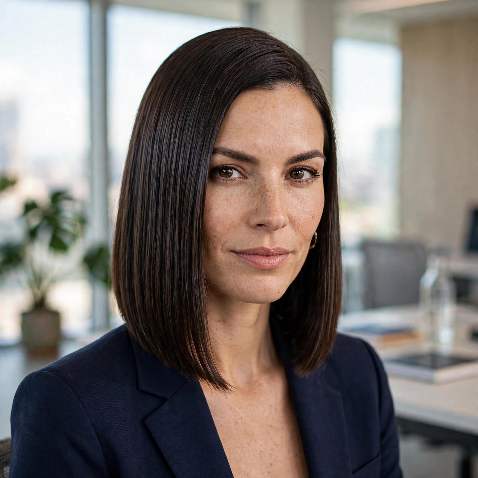 Professional Fall Hairstyles for Women: Sleek Straight Lob