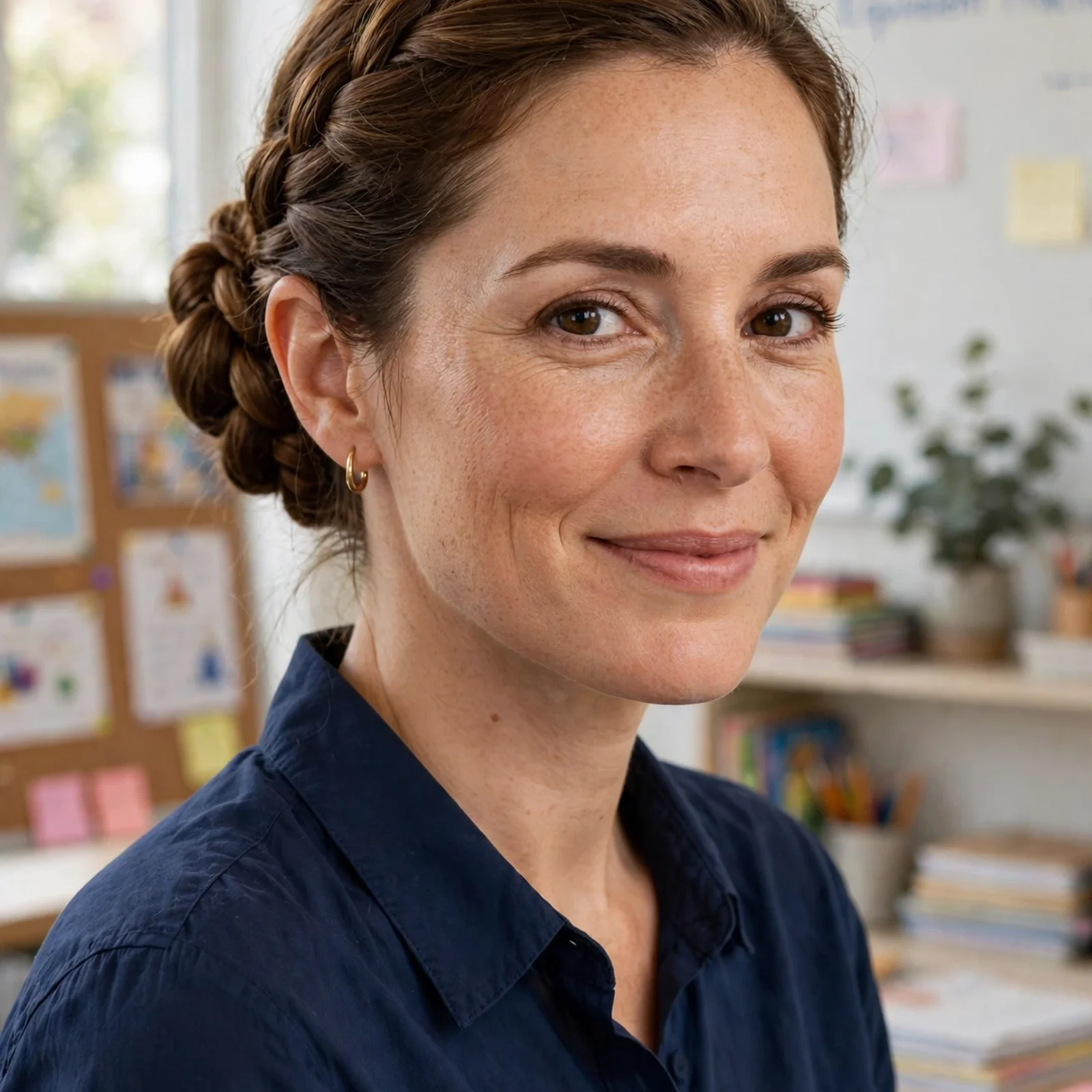 10 Professional Hairstyles for Teachers: Braided Low Bun