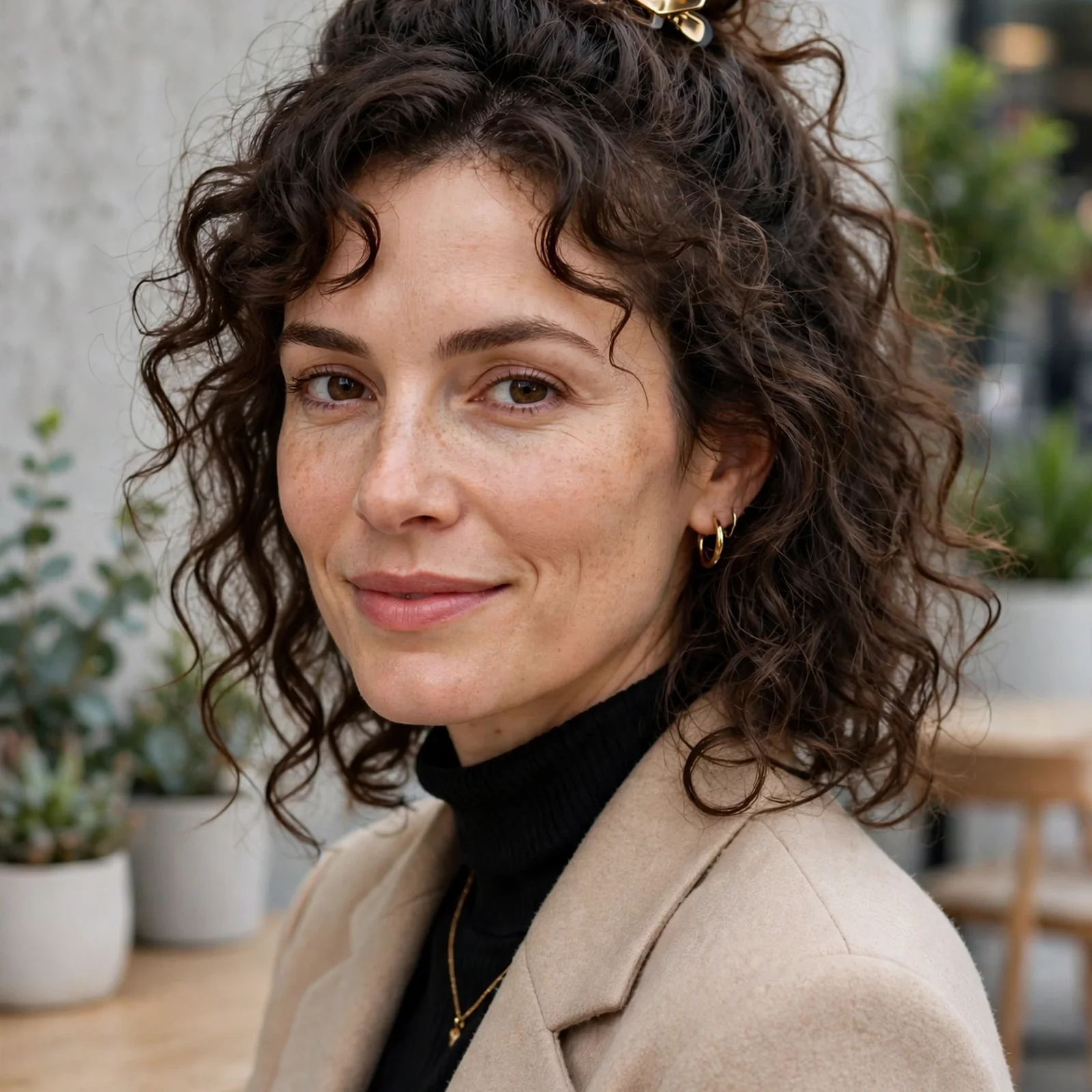 20 Cute & Chic Short Curly Hairstyles for Women to Rock in 2026: Half-Up Curly Short Hair