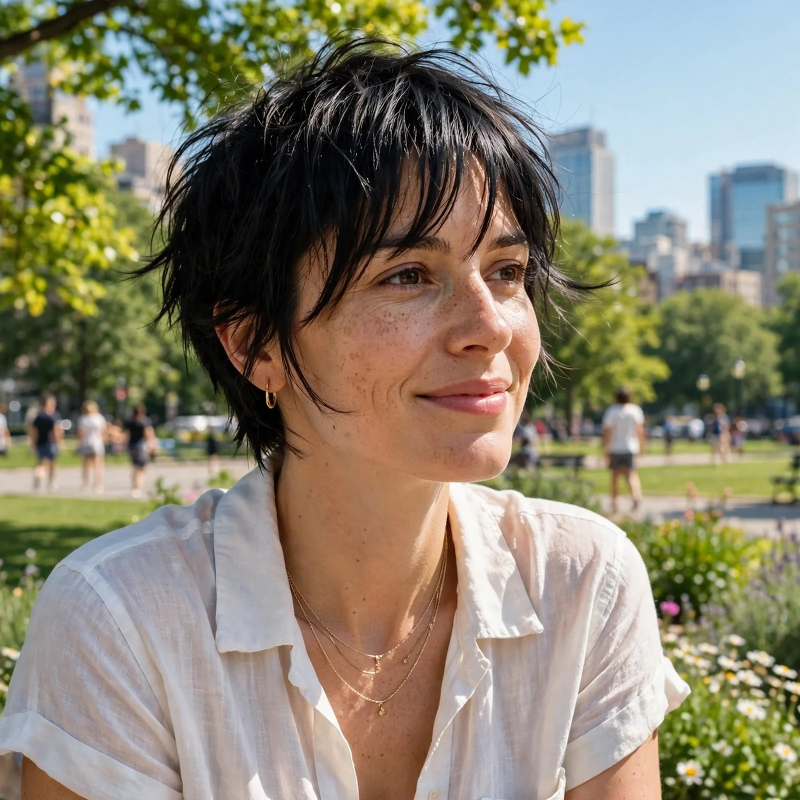 25 Short Hair Summer Hairstyles for Women That Look Effortlessly Stylish: Wispy Pixie with Long Bangs