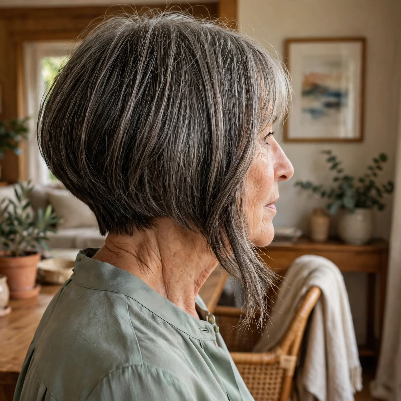 25 Short Women Hairstyles For Fine Hair Over 60 That Make You Look Instantly Younger: Asymmetrical Bob