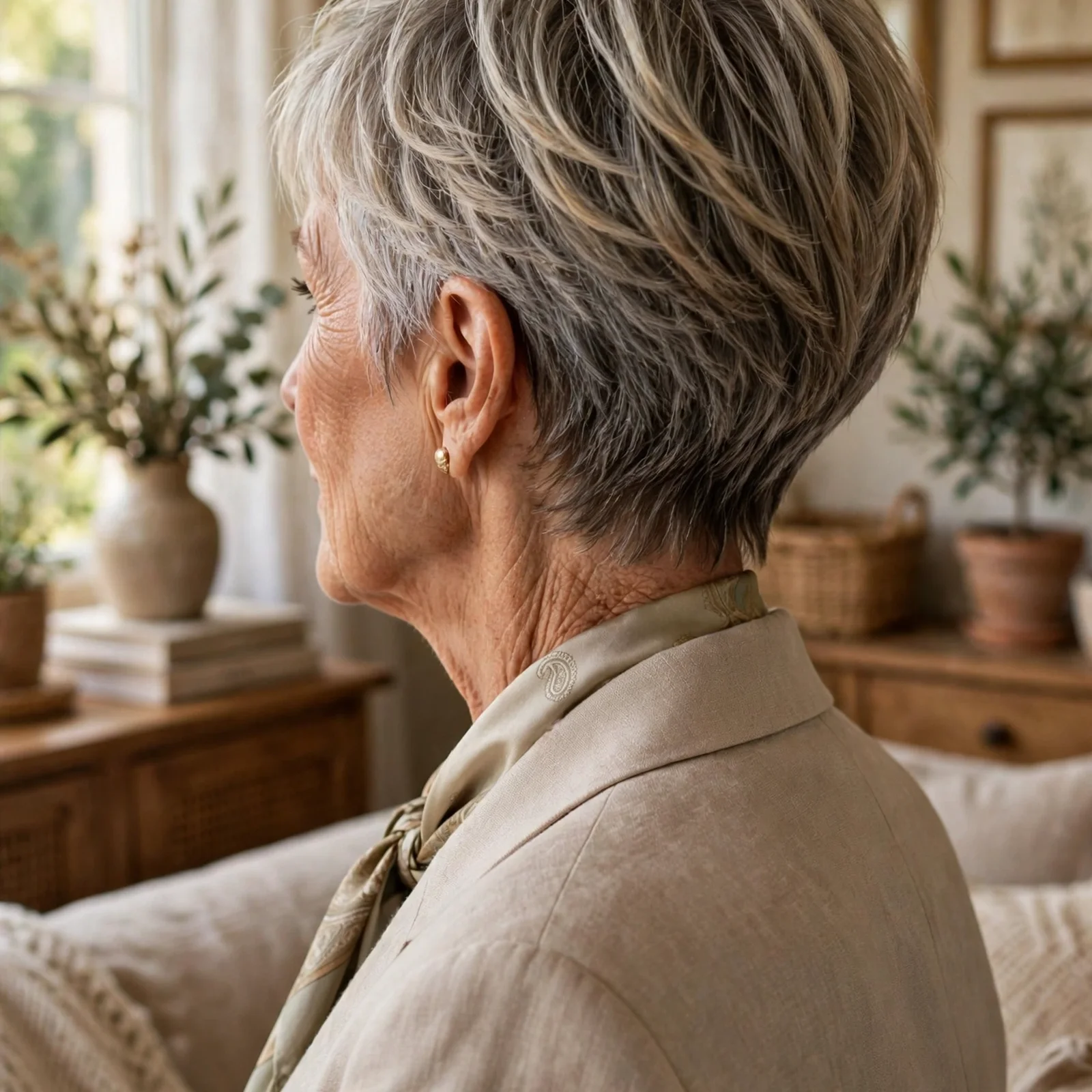 25 Short Women Hairstyles For Fine Hair Over 60 That Make You Look Instantly Younger: Layered Crop with Highlights