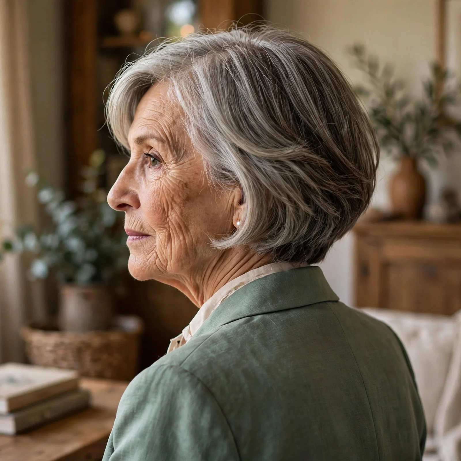 25 Short Women Hairstyles For Fine Hair Over 60 That Make You Look Instantly Younger: Short Bob with Side-Swept Layers