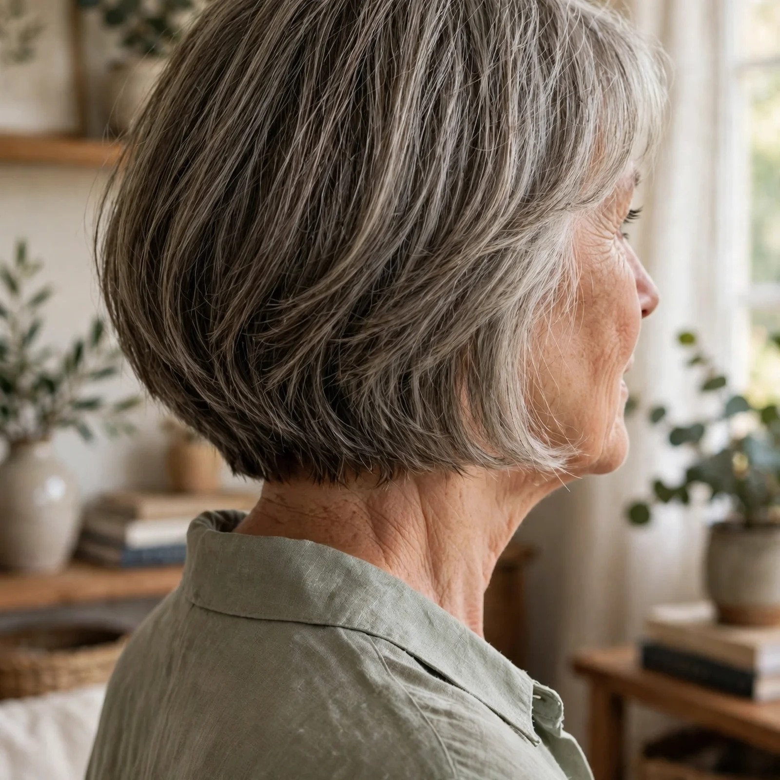 25 Short Women Hairstyles For Fine Hair Over 60 That Make You Look Instantly Younger: Chin-Length Bob with Layers