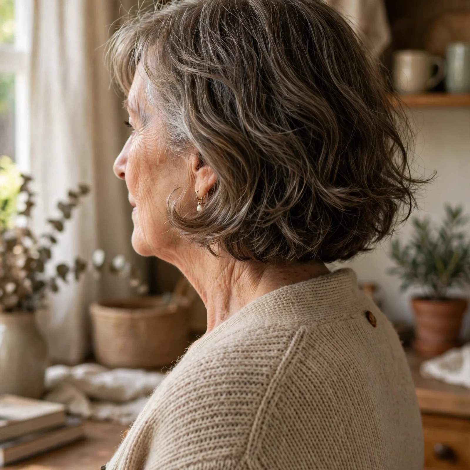25 Short Women Hairstyles For Fine Hair Over 60 That Make You Look Instantly Younger: Wavy Chin Bob
