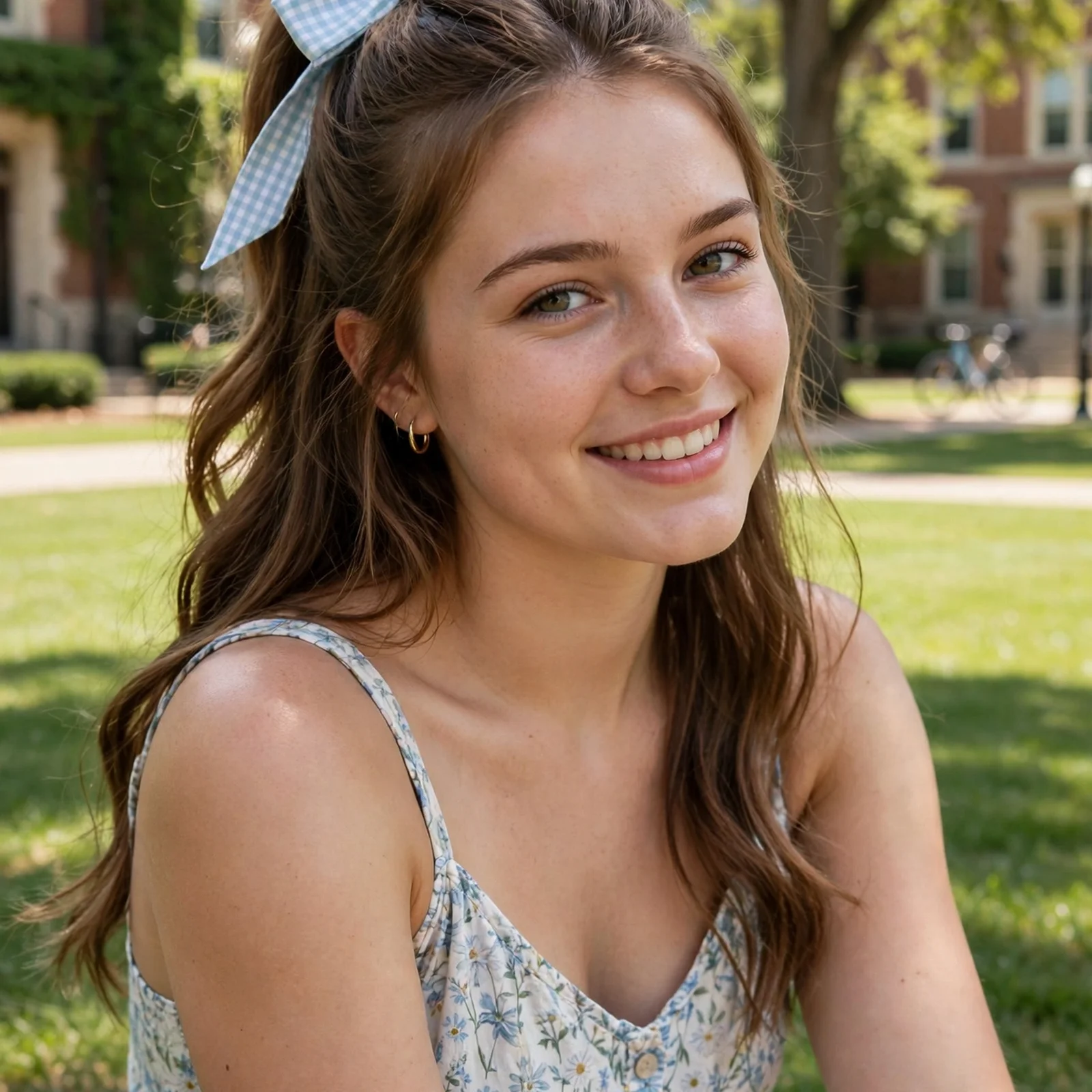 25 Summer Hairstyles for College Girls That Stay Fresh From Morning to Night: Ribbon Half-Up Style