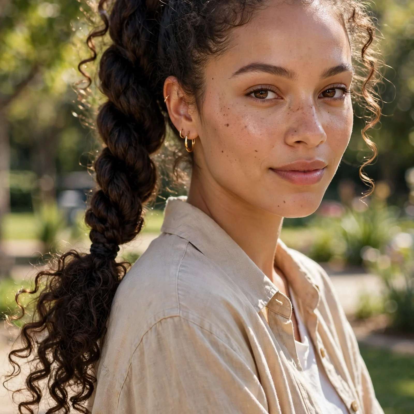 25 Summer Hairstyles for Curly Hair Women (Heat & Humidity Proof): Rope Twist Ponytail